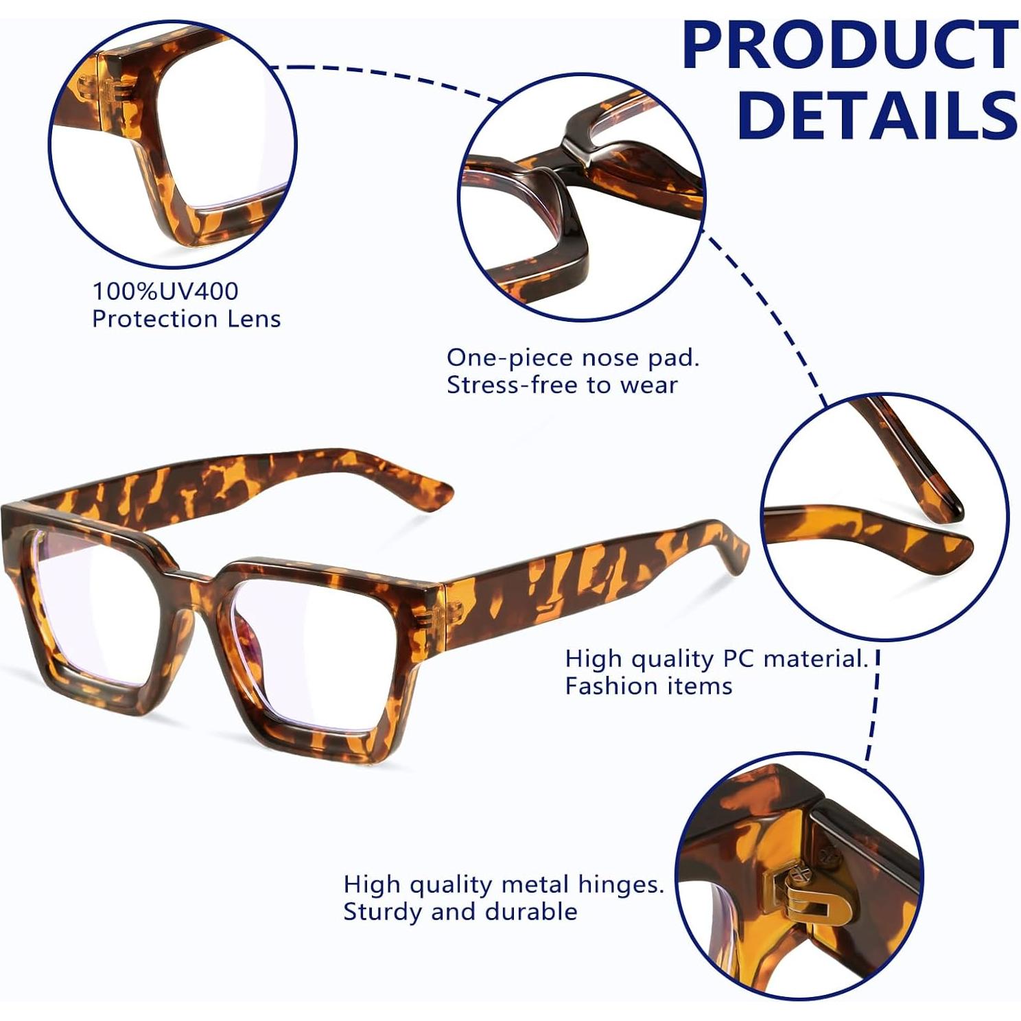 Gafas de bloqueo luz azul YDAOWKN gran tamaño mujer 54mm