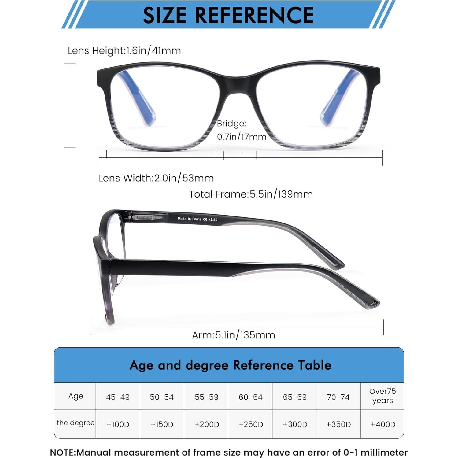 Paquete de 5 Gafas de Lectura Anti Luz Azul MOZVND 1.25x