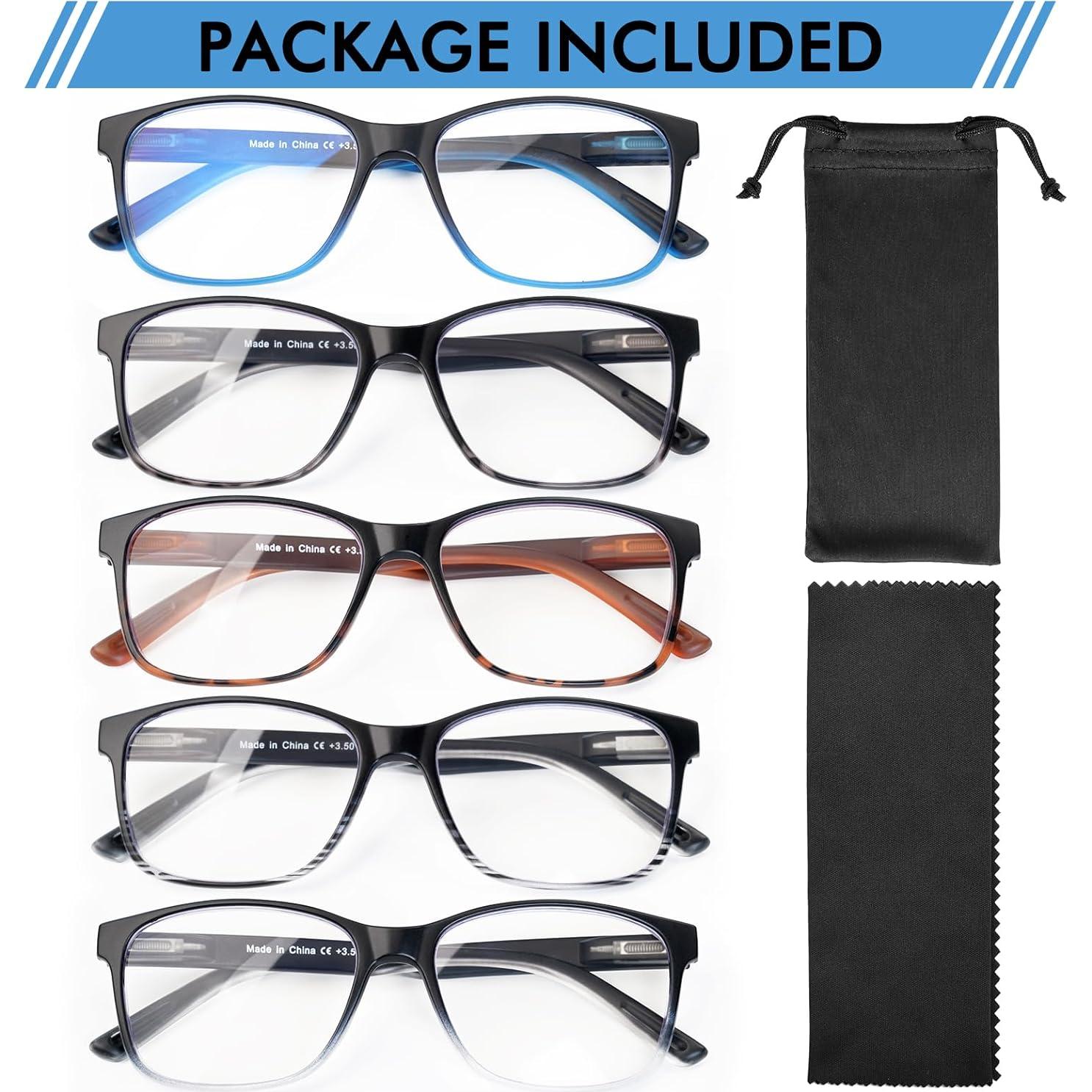 Paquete de 5 Gafas de Lectura Anti Luz Azul MOZVND 1.25x