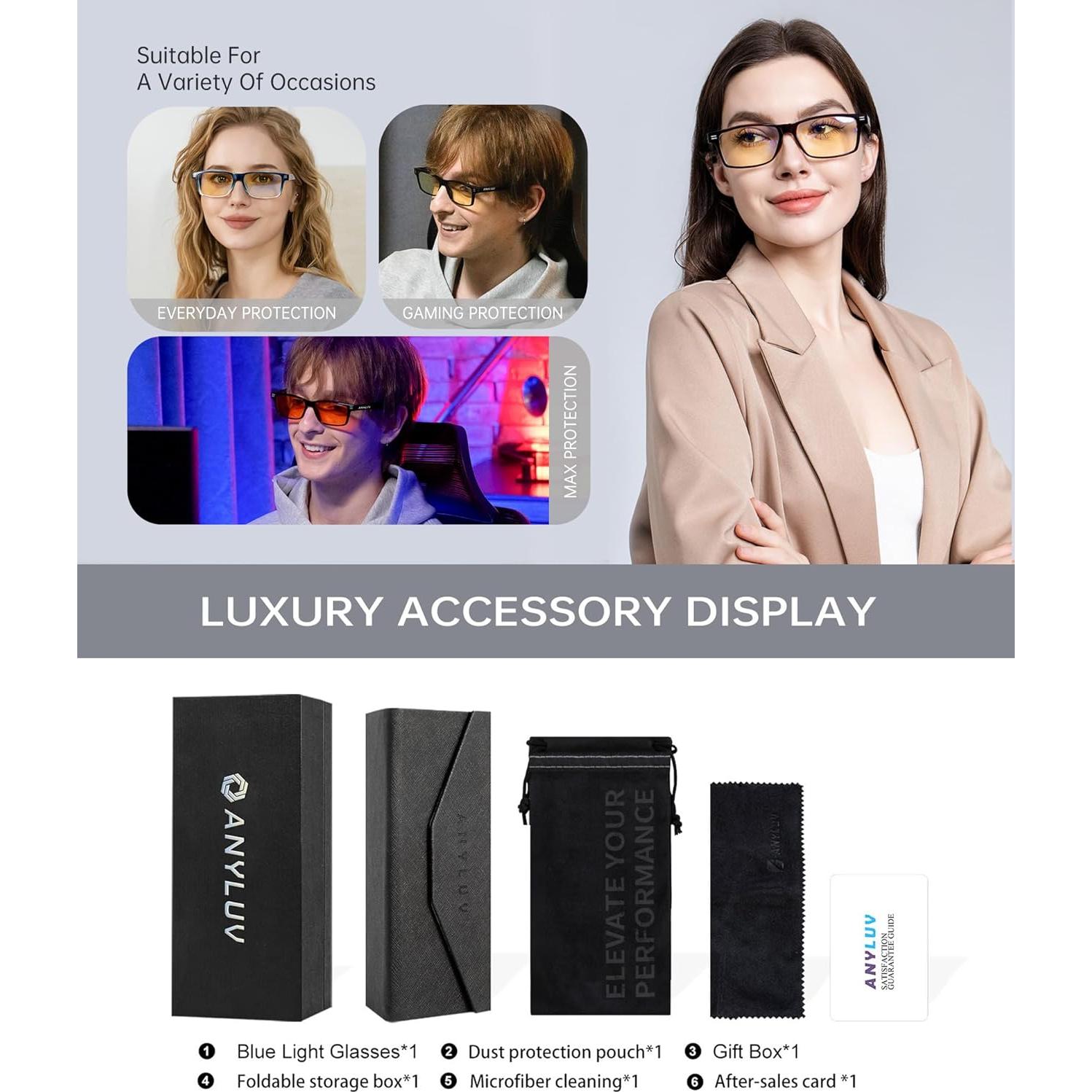 Gafas de Bloqueo de Luz Azul ANYLUV AN217-EP para Hombres y Mujeres