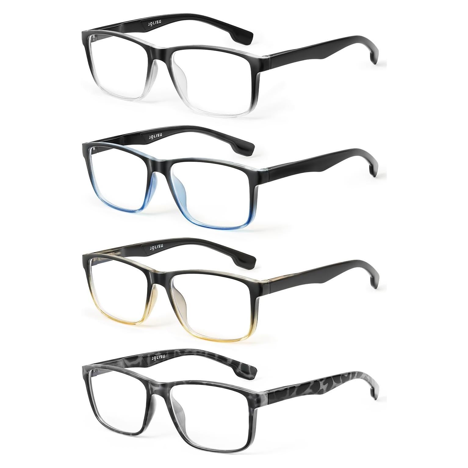 Paquete de 4 Gafas de Lectura JOLISU con Bloqueo Luz Azul 1.25x