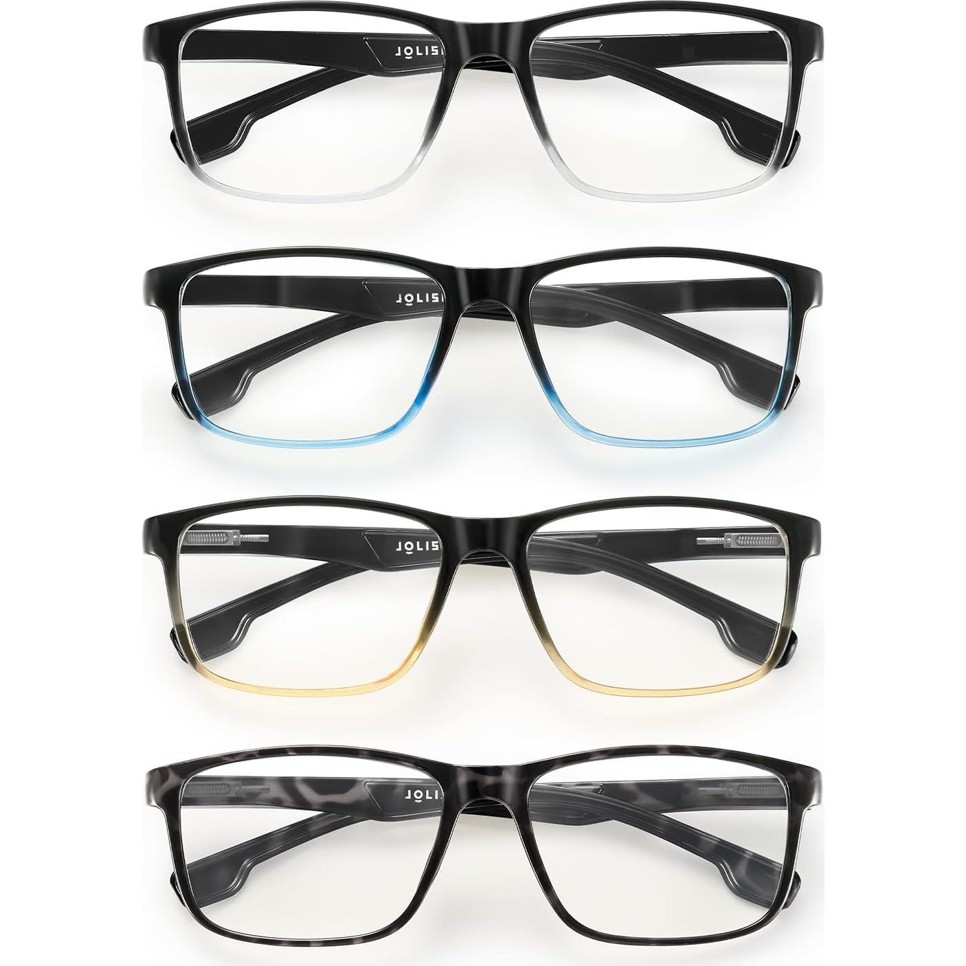 Paquete de 4 Gafas de Lectura JOLISU con Bloqueo Luz Azul 1.25x