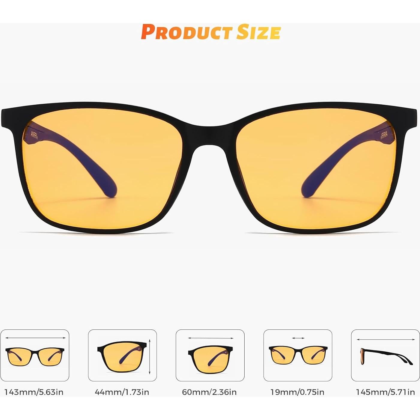 Gafas ANRRI para luz azul - Lentes ámbar unisex, 98% protección