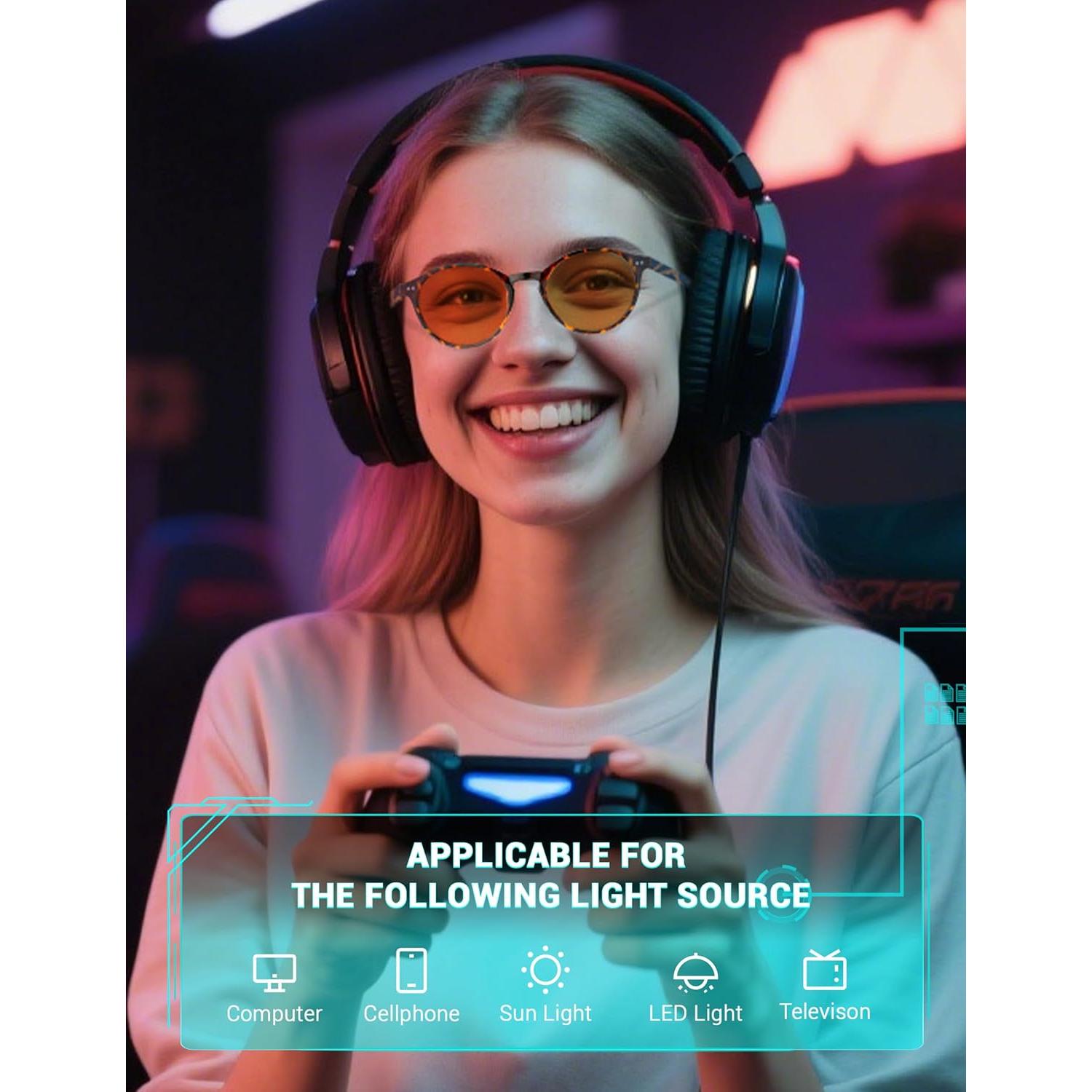 Gafas de Bloqueo de Luz Azul TIJN Redondas Vintage para Hombres y Mujeres