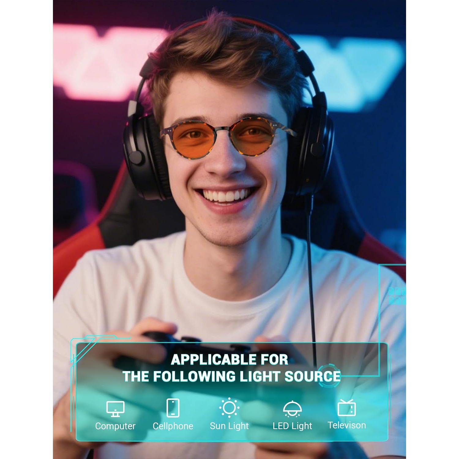 Gafas de Bloqueo de Luz Azul TIJN Redondas Vintage para Hombres y Mujeres