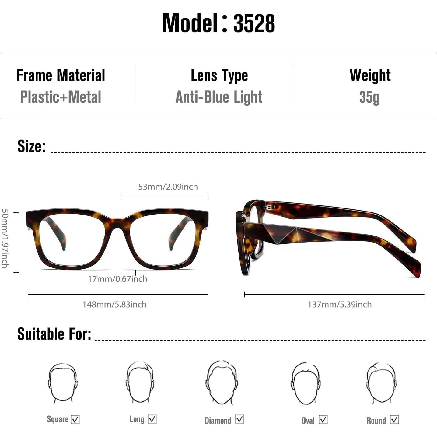 Gafas bloqueadoras de luz azul Kimorn, marco cuadrado, unisex