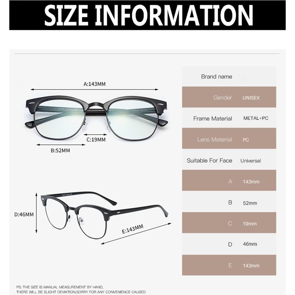 Gafas de Bloqueo de Luz Azul J47 Semi Sin Montura