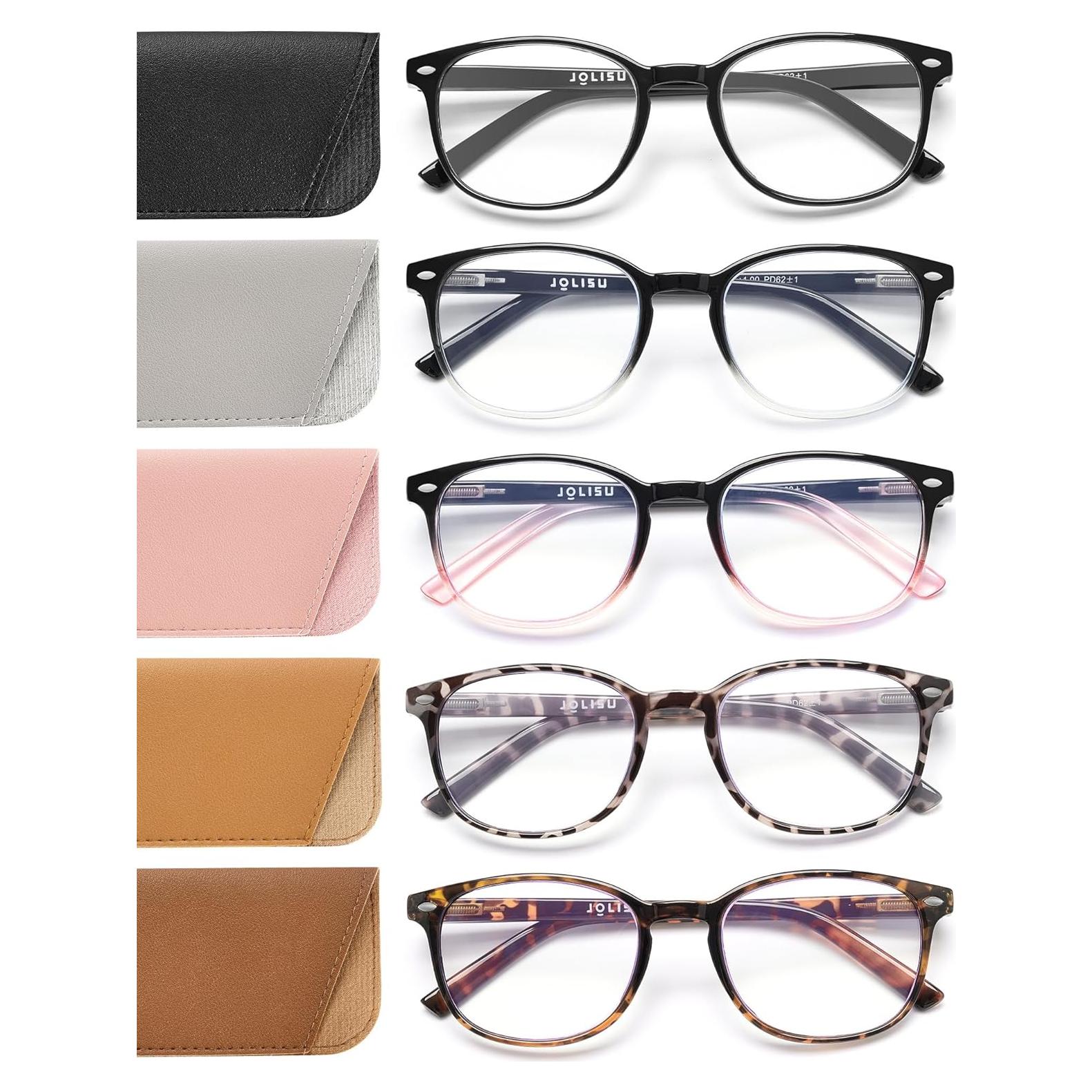 Paquete de 5 Gafas de Lectura JOLISU Anti Luz Azul 1.75x