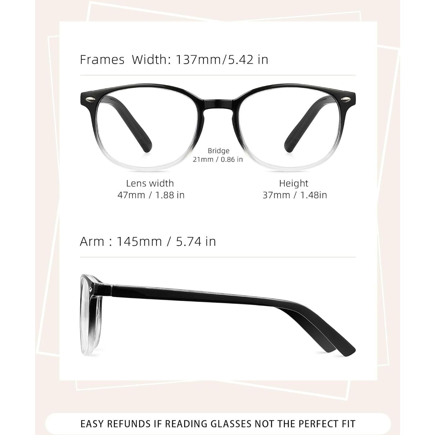 Paquete de 5 Gafas de Lectura JOLISU Anti Luz Azul 1.75x