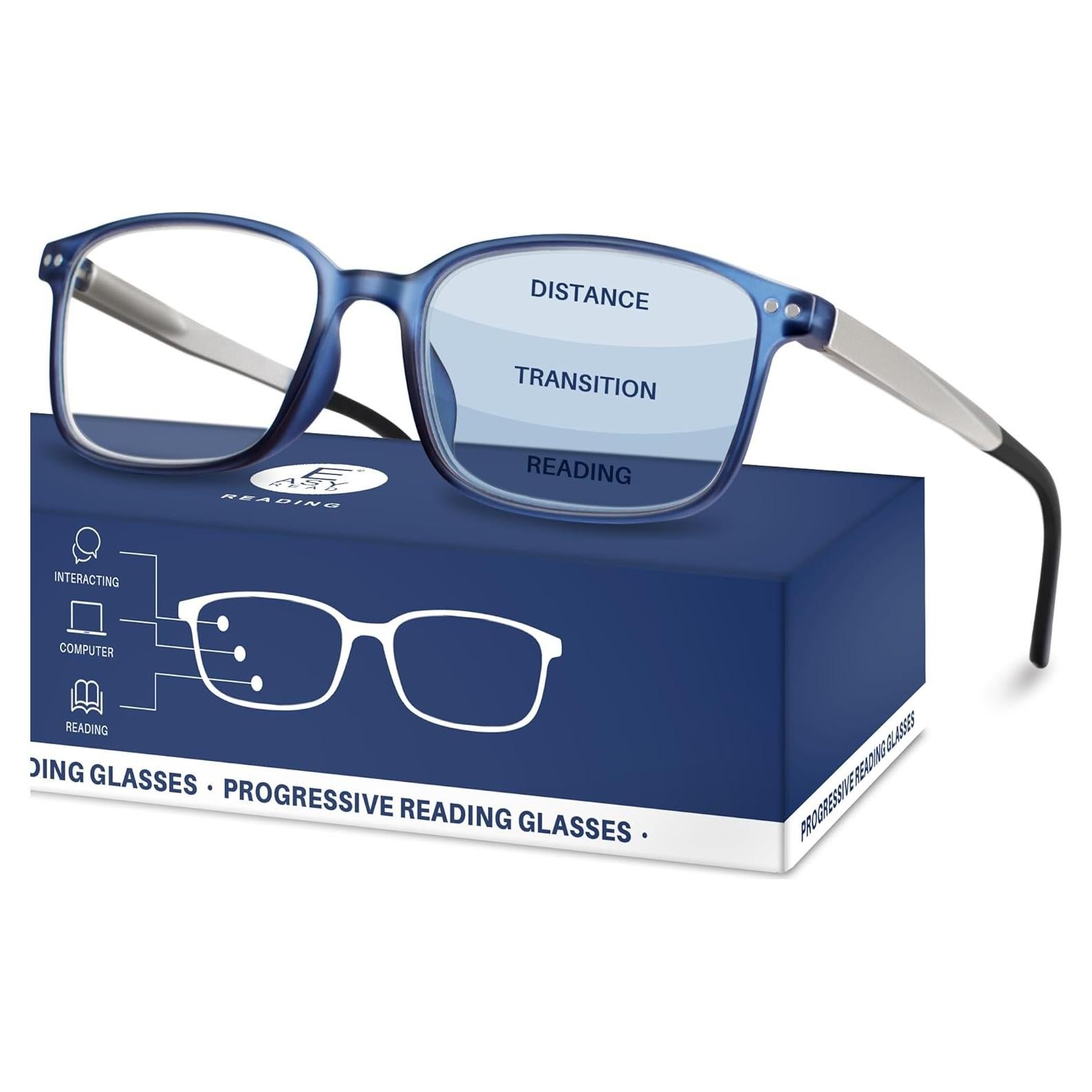 Gafas de Lectura Progresivas TR90 Azul 2.0x con Bloqueo Luz Azul