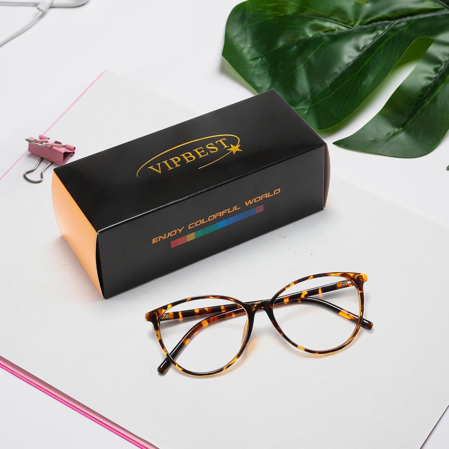 Gafas de Bloqueo de Luz Azul VIPBEST Ojo de Gato Marrón Demi