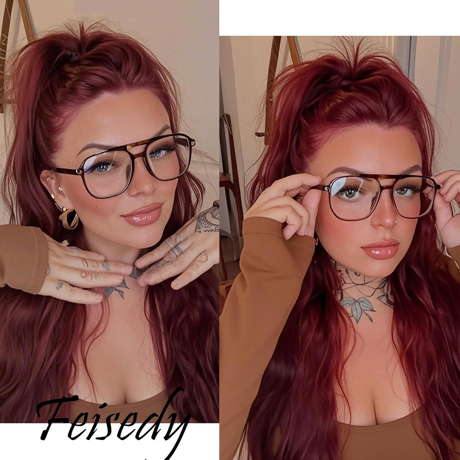 Gafas Anti Luz Azul FEISEDY B2866 Marco Cuadrado Leopardo