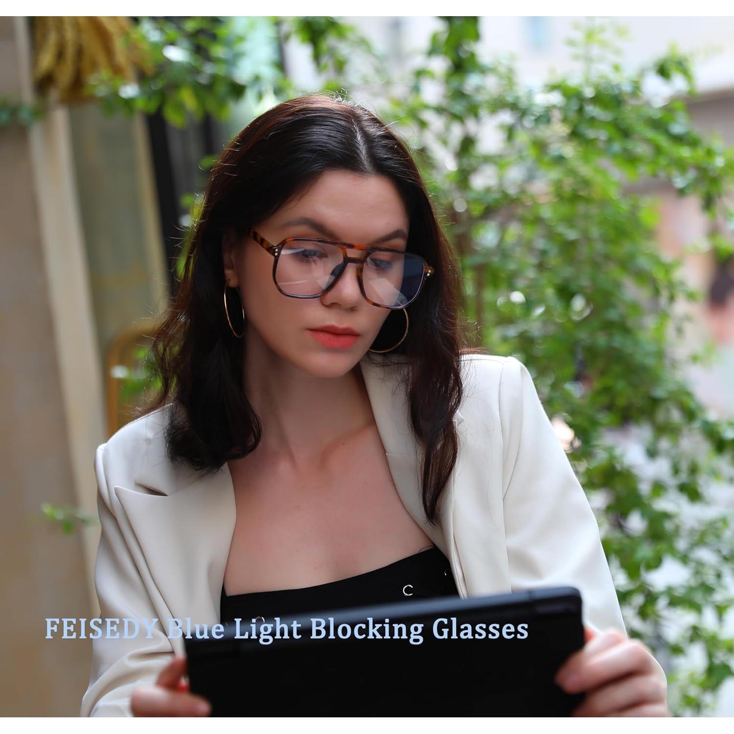 Gafas Anti Luz Azul FEISEDY B2866 Marco Cuadrado Leopardo