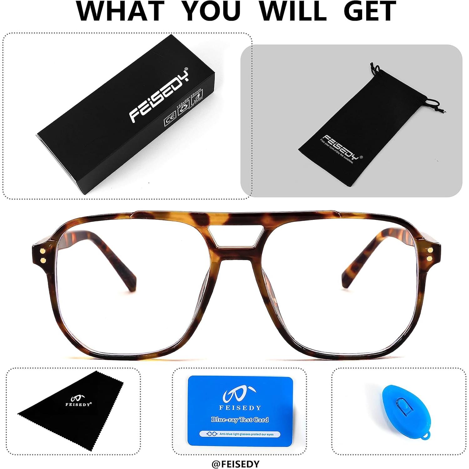 Gafas Anti Luz Azul FEISEDY B2866 Marco Cuadrado Leopardo