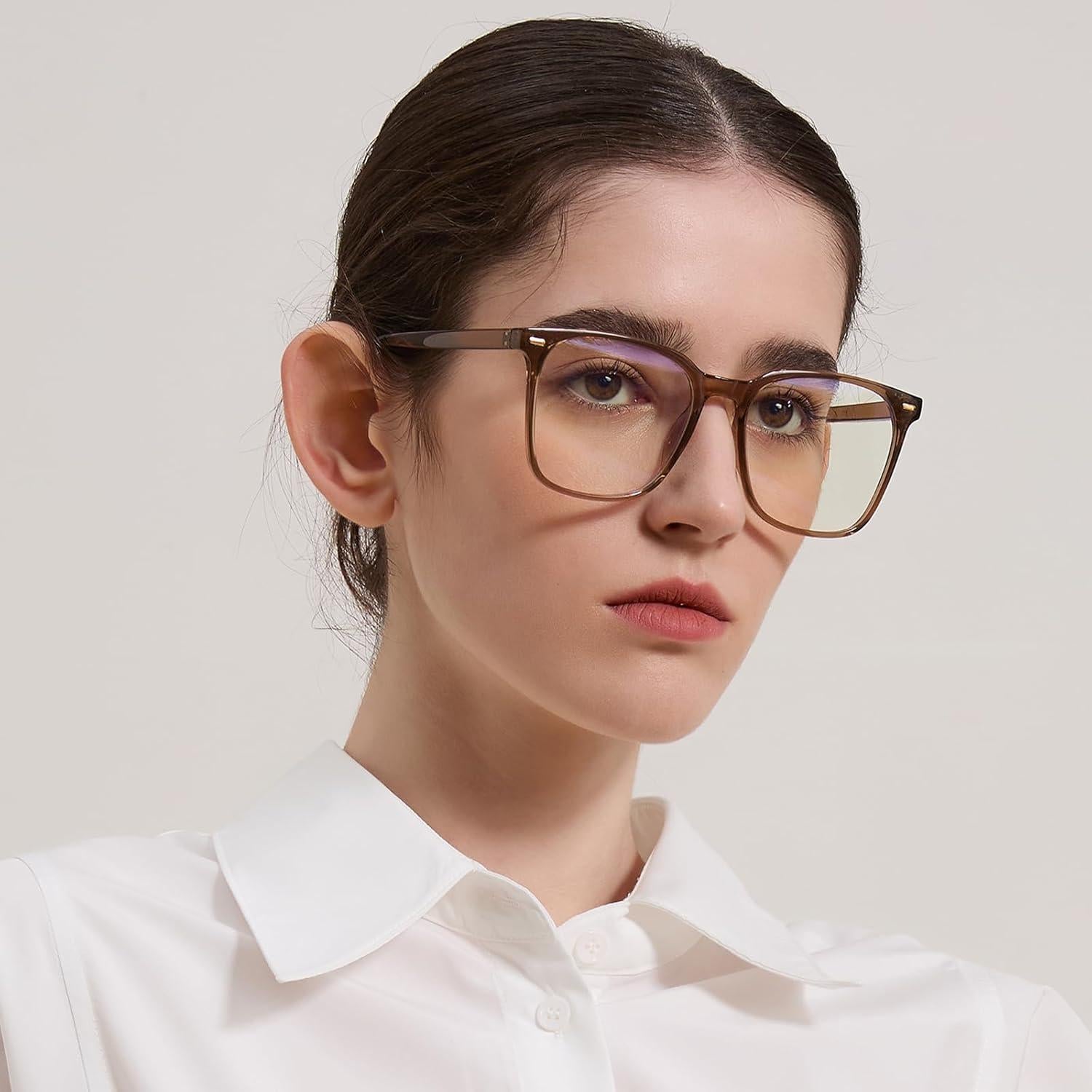 Gafas de bloqueo de luz azul TR90 marrón para adultos unisex