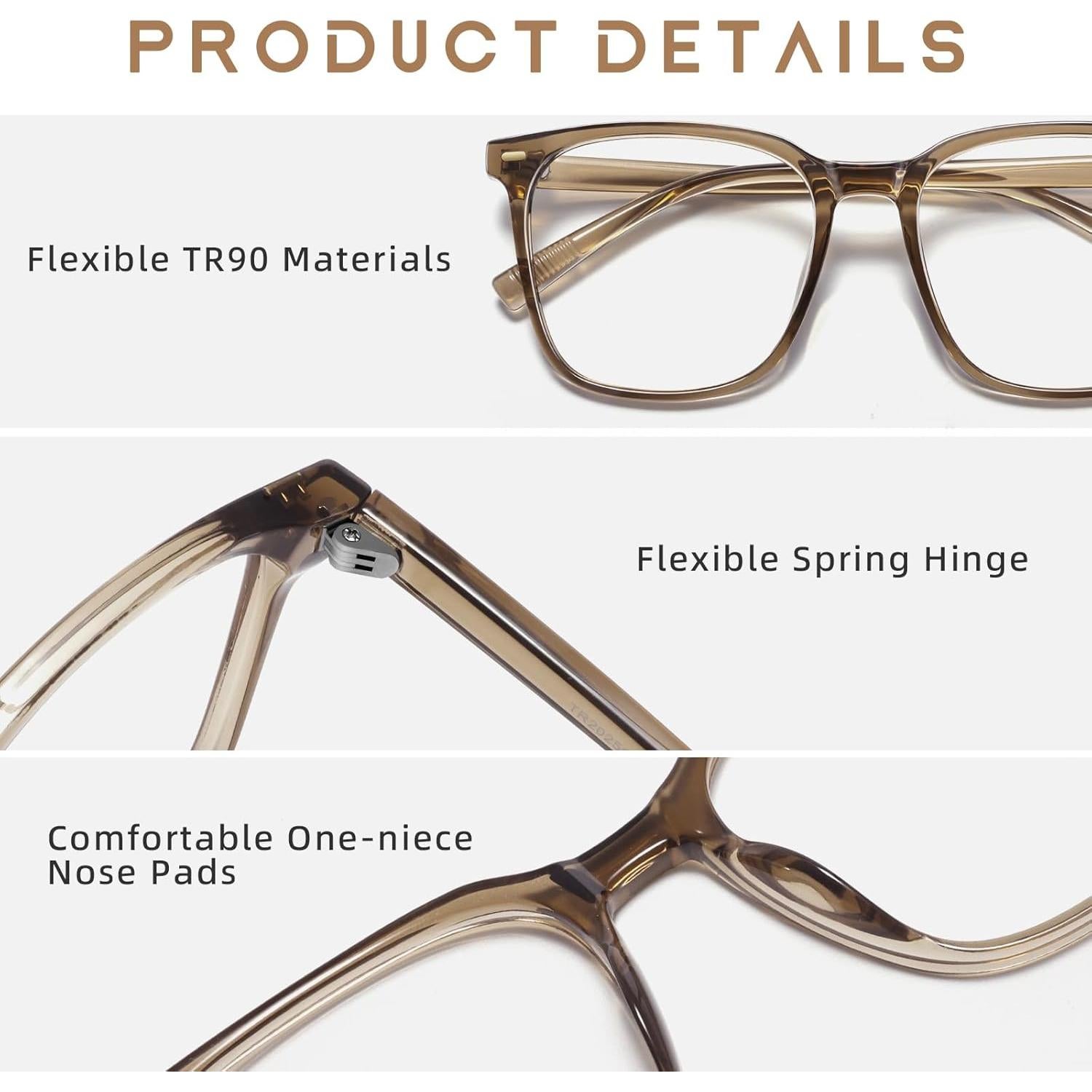 Gafas de bloqueo de luz azul TR90 marrón para adultos unisex