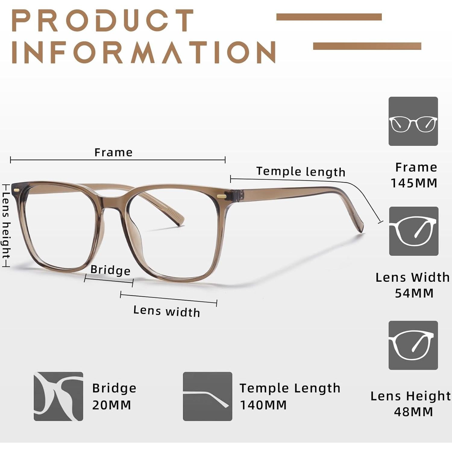 Gafas de bloqueo de luz azul TR90 marrón para adultos unisex