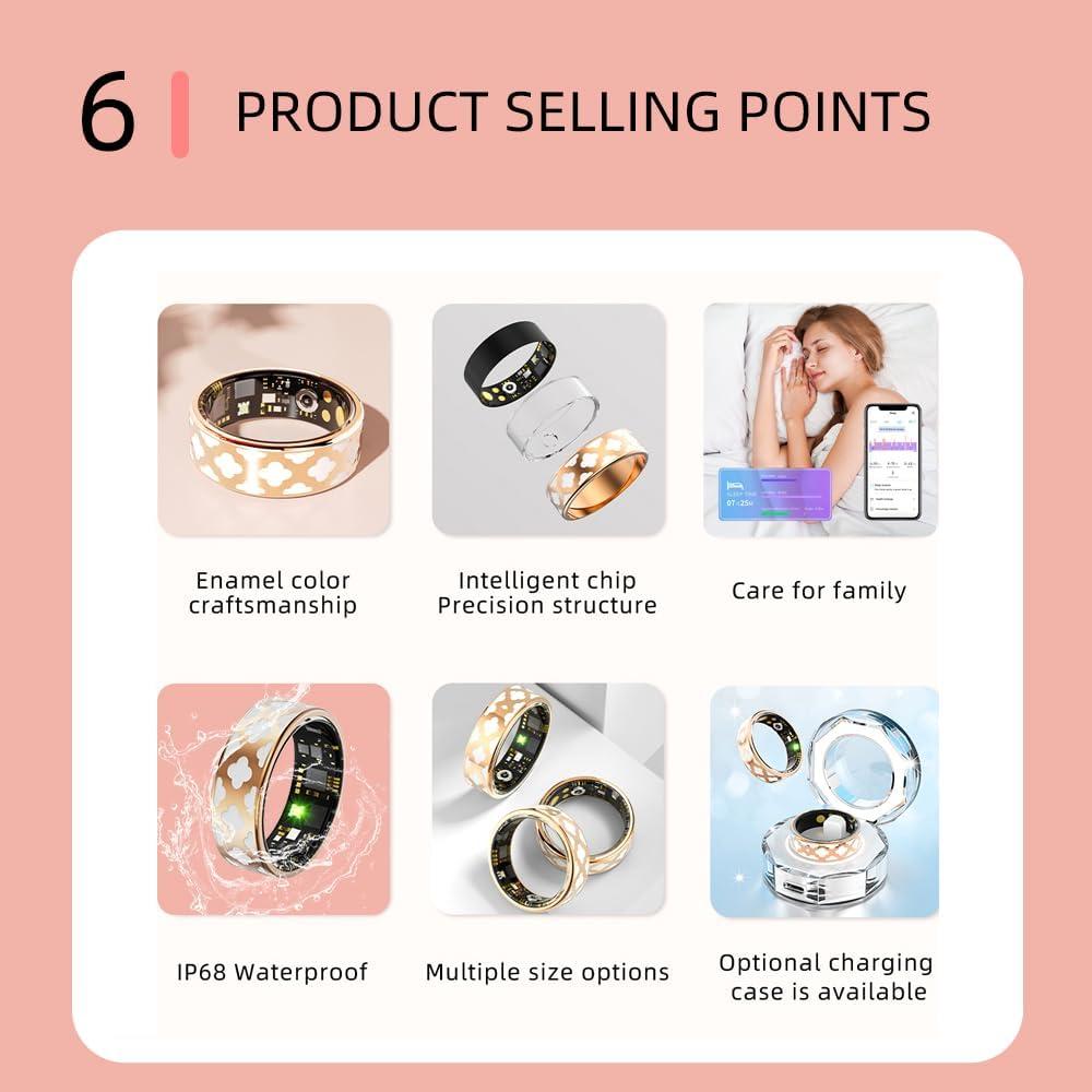 Anillo Inteligente Yideotmz R8 Oro Rosa Monitoreo Fitness