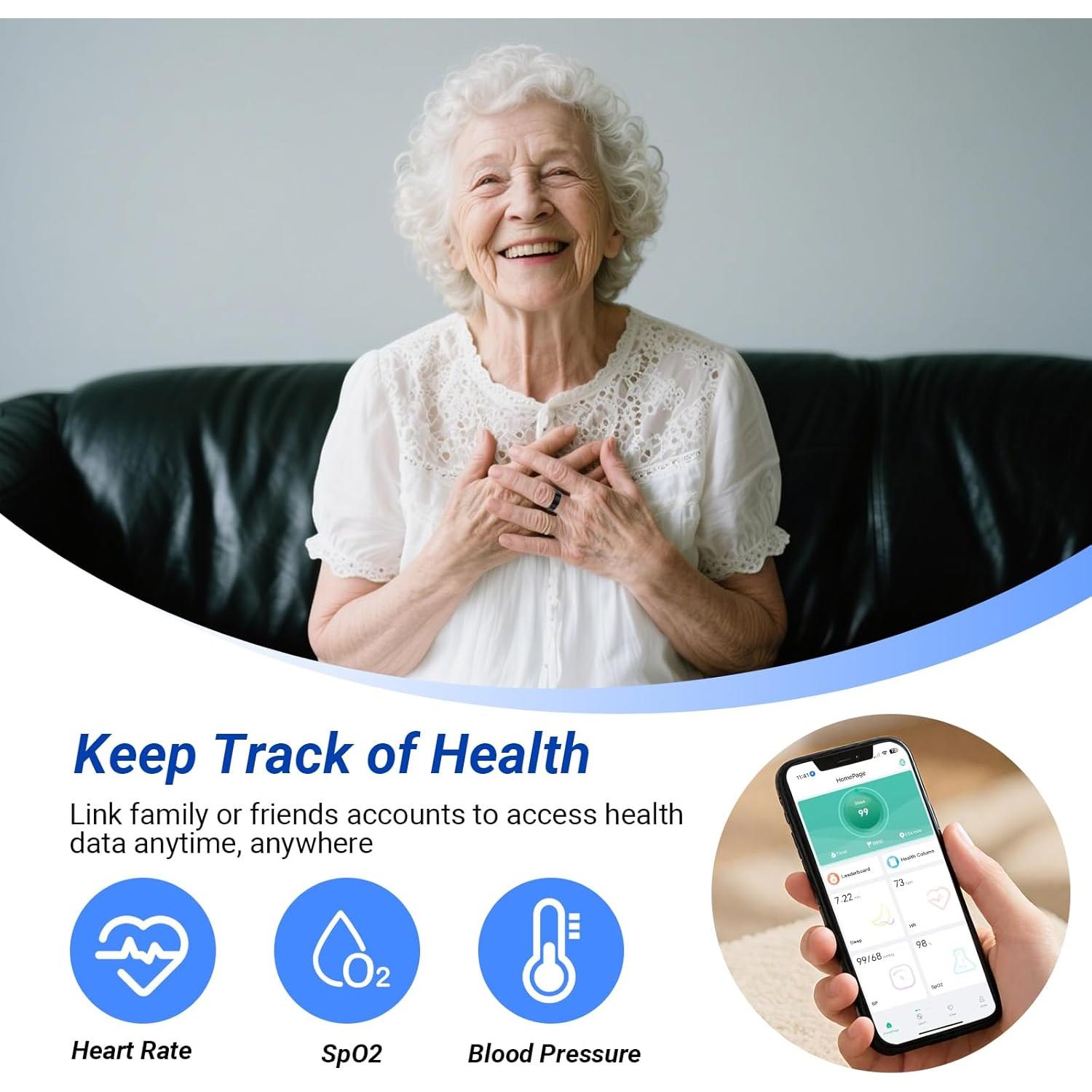 Anillo Inteligente RICHCLLCTR Dorado 7# - Monitoreo Salud y Sueño