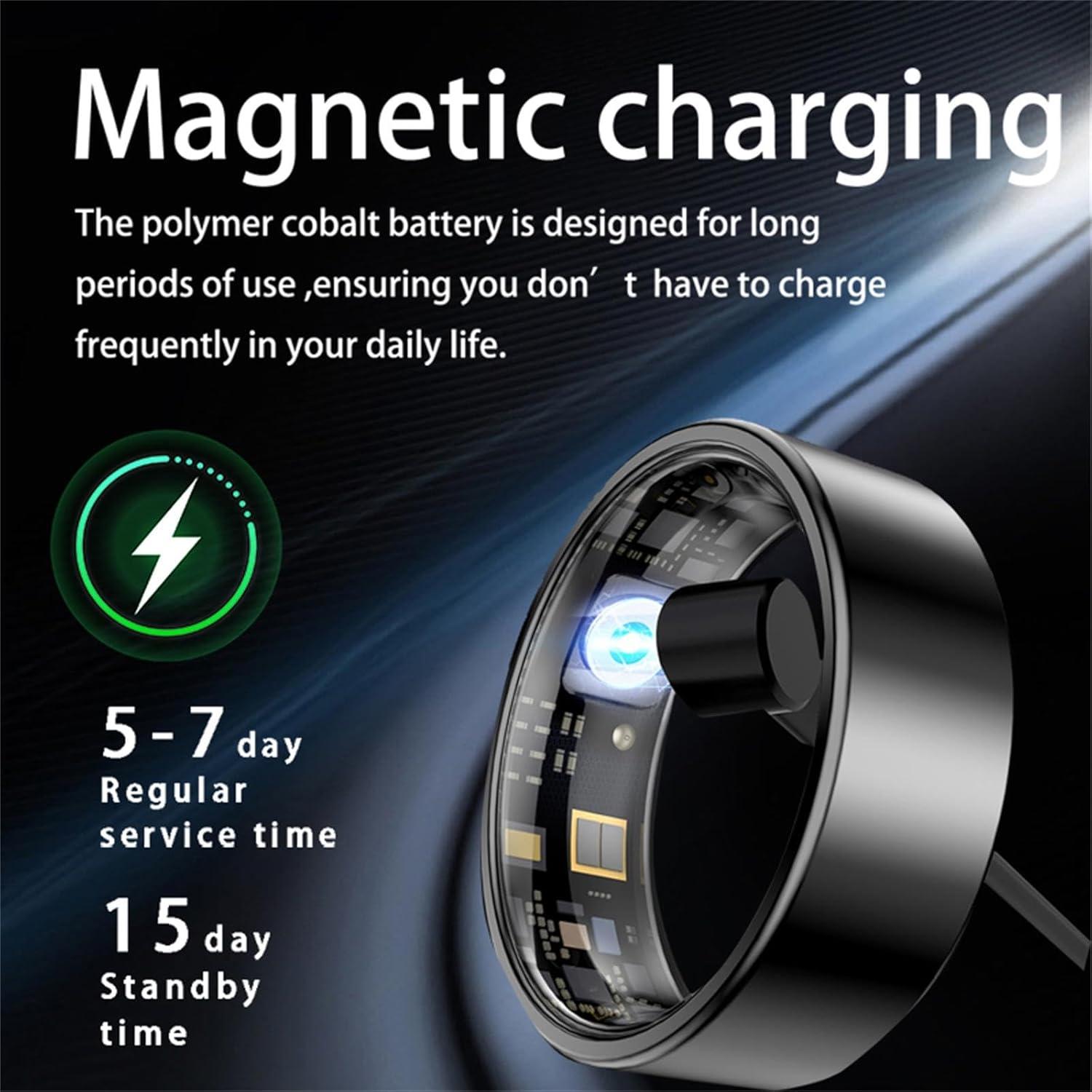 Anillo Inteligente Genérico Negro Talla 10 - Monitoreo Salud y Fitness