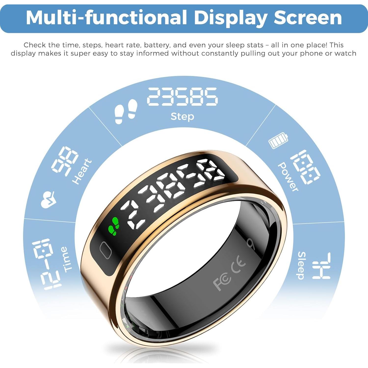 Anillo Inteligente APOBATK R11 con Pantalla Táctil y Monitoreo