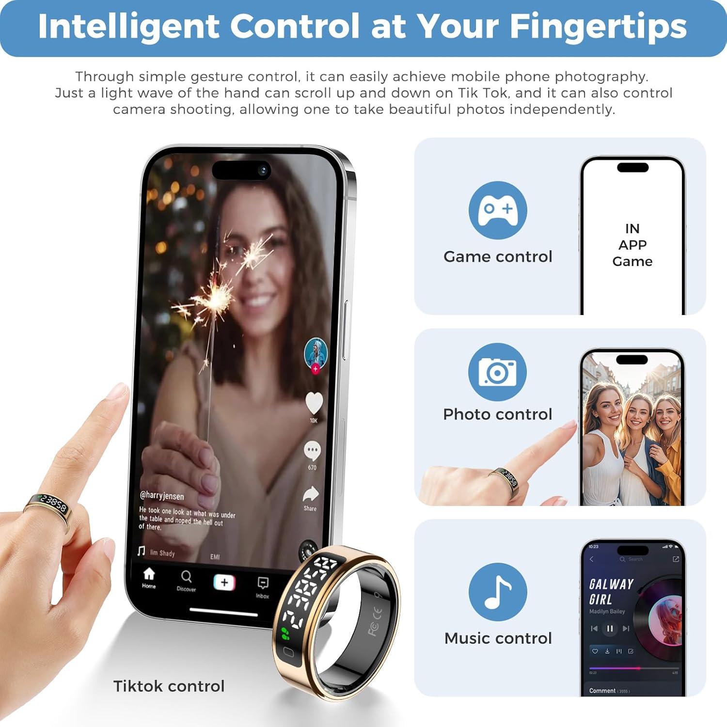Anillo Inteligente APOBATK R11 con Pantalla Táctil y Monitoreo