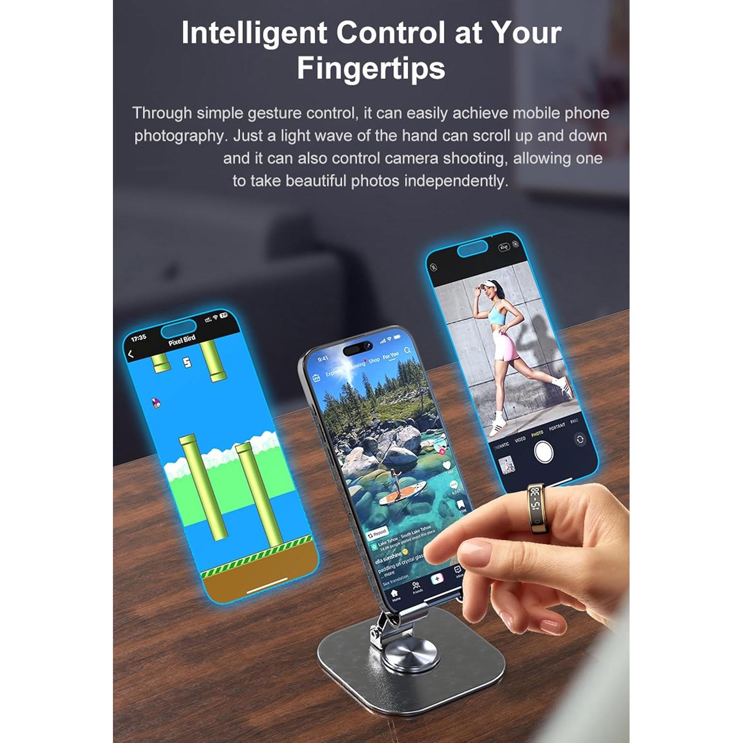 Anillo Inteligente cnBro con Monitor de Frecuencia Cardíaca y Control por Gestos