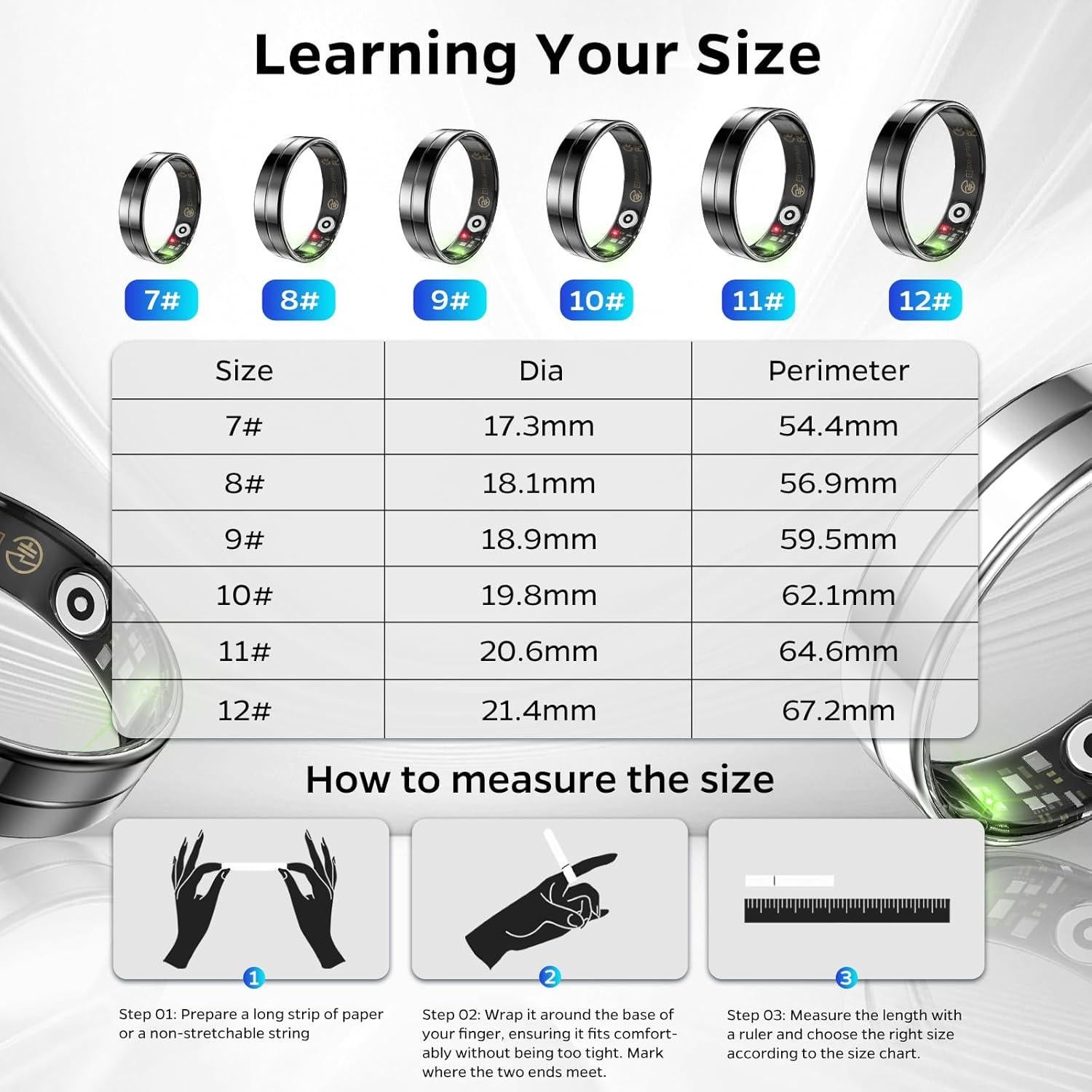 Anillo Inteligente Emerhome R11 Monitoreo de Sueño y Fitness