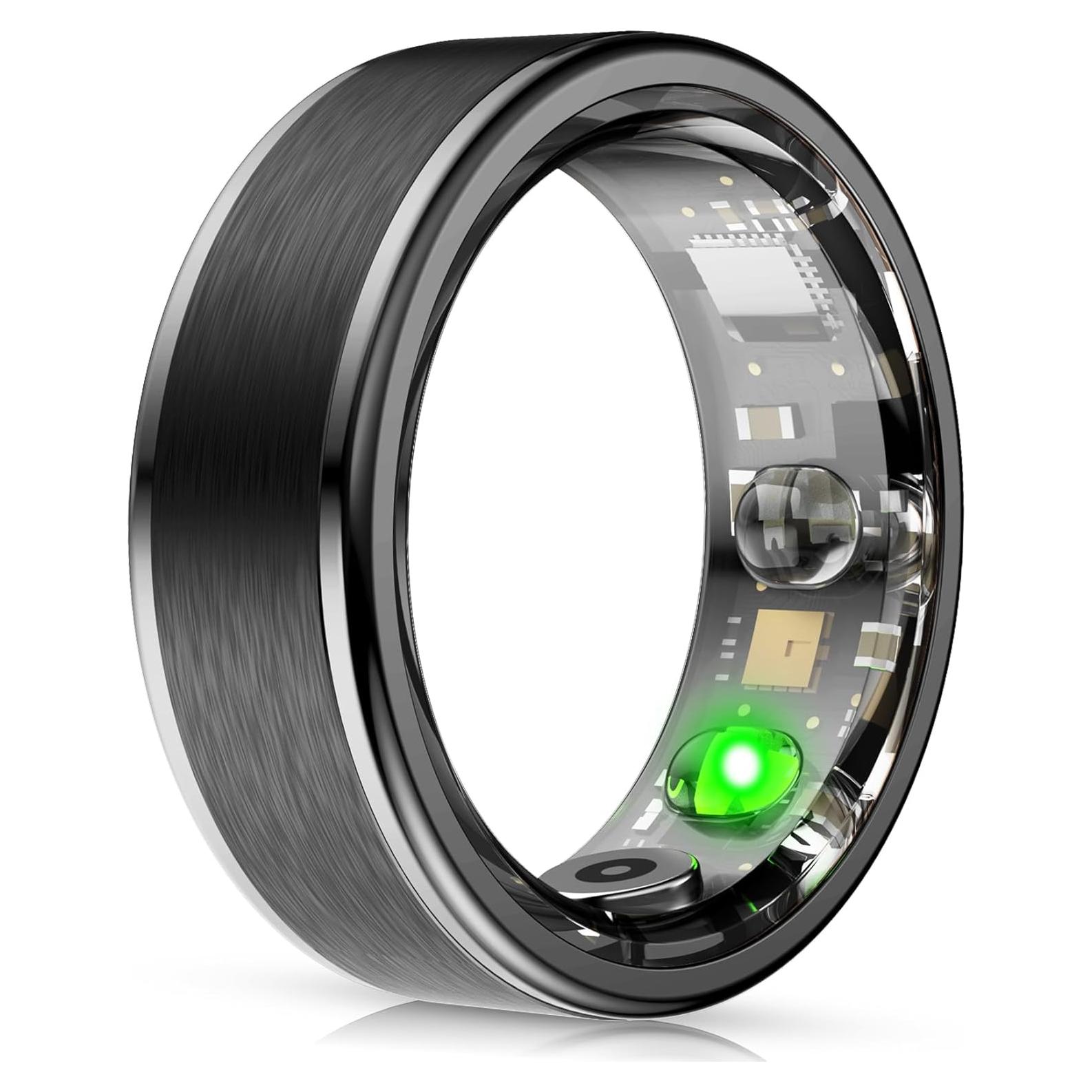 Smart Ring for Men,Fitness Tracker for Women,Size 10 Multiple Sport Modes with Heart Rate Sleep Monitor, IP68 Waterproof Step Counter Calorie Tracking for Android iOS Phone,Black