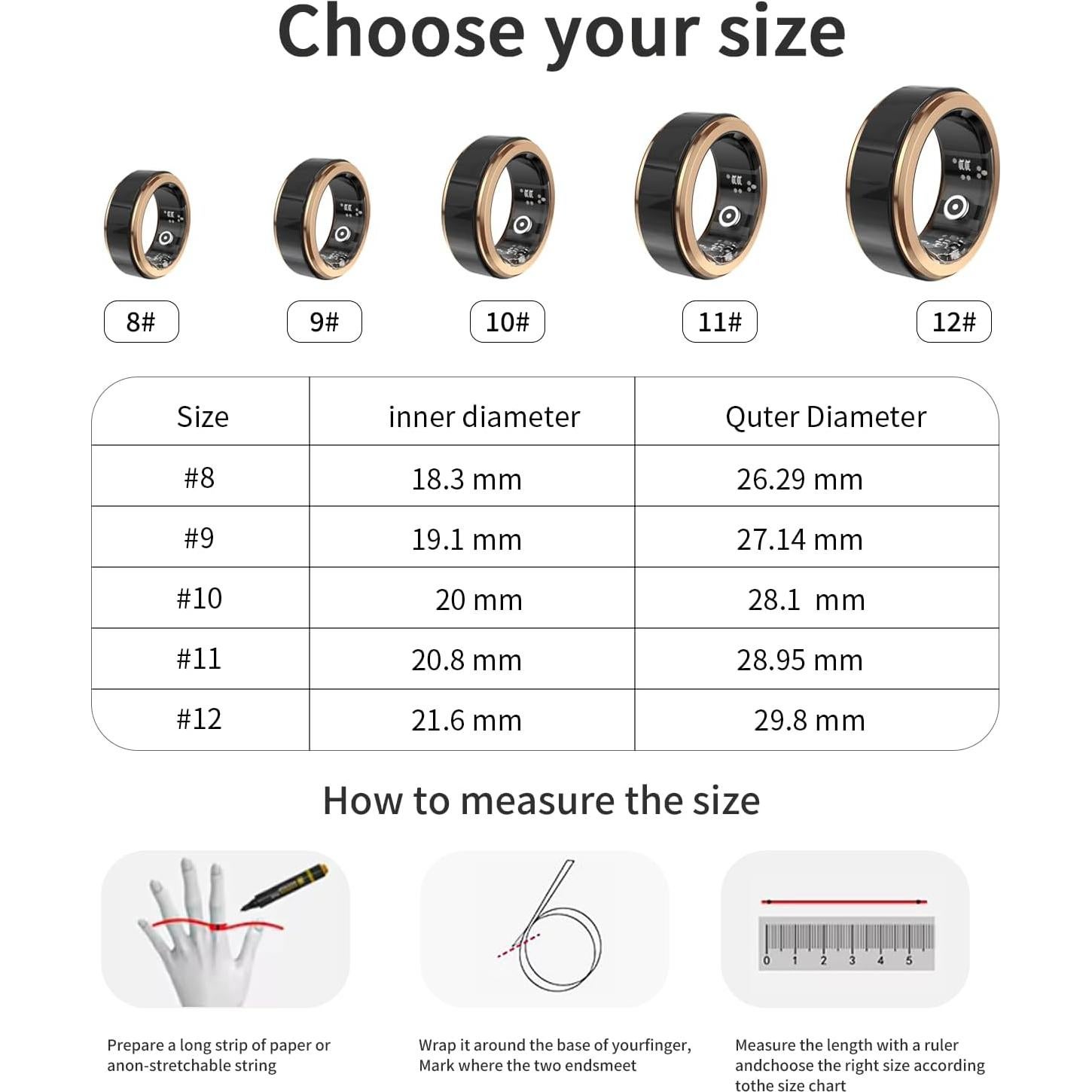 Anillo Inteligente Romilia para Salud y Fitness, Monitoreo Cardíaco y Sueño, IP68