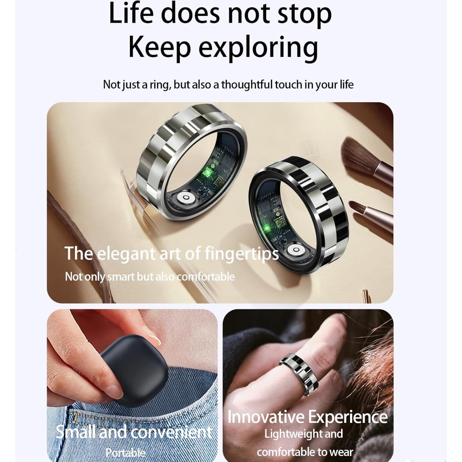 Anillo Inteligente Taoke Plata 8 - Monitoreo Salud y Fitness