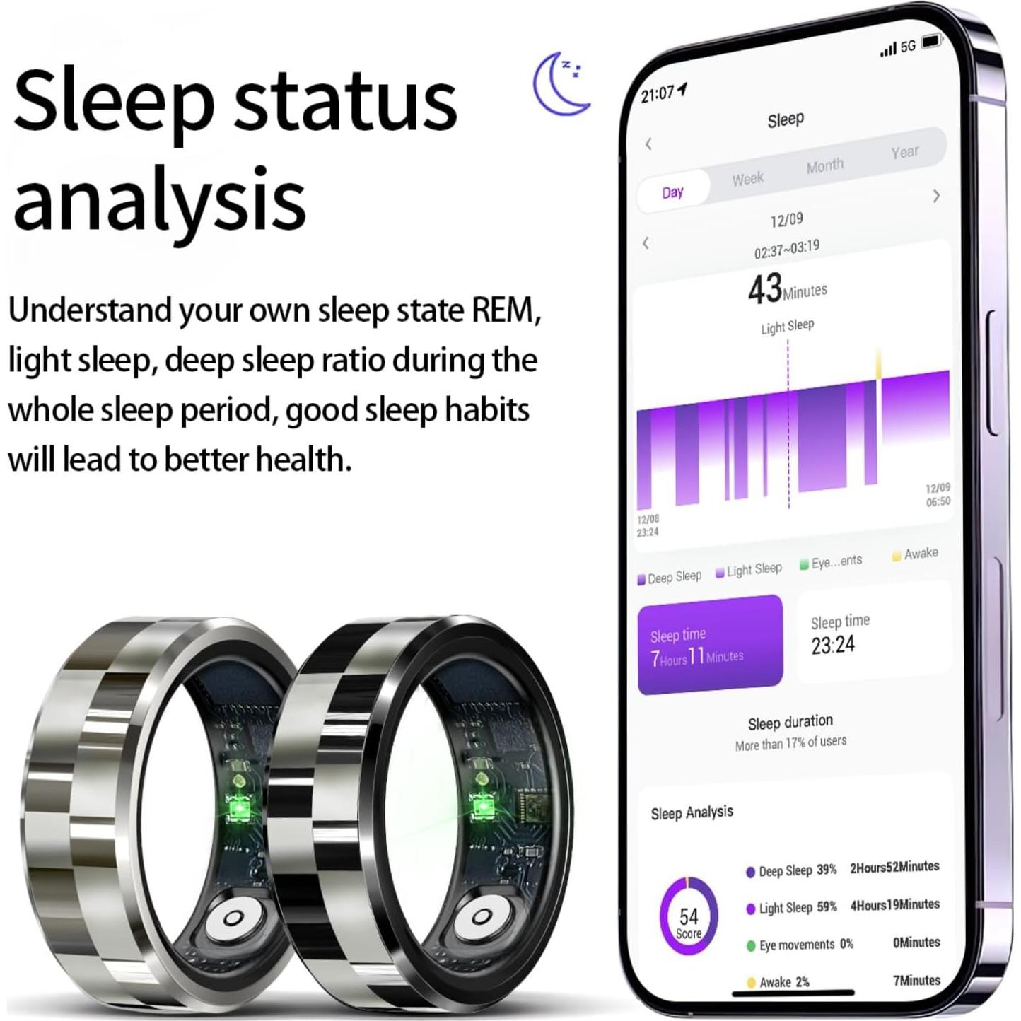 Anillo Inteligente Taoke Plata 8 - Monitoreo Salud y Fitness