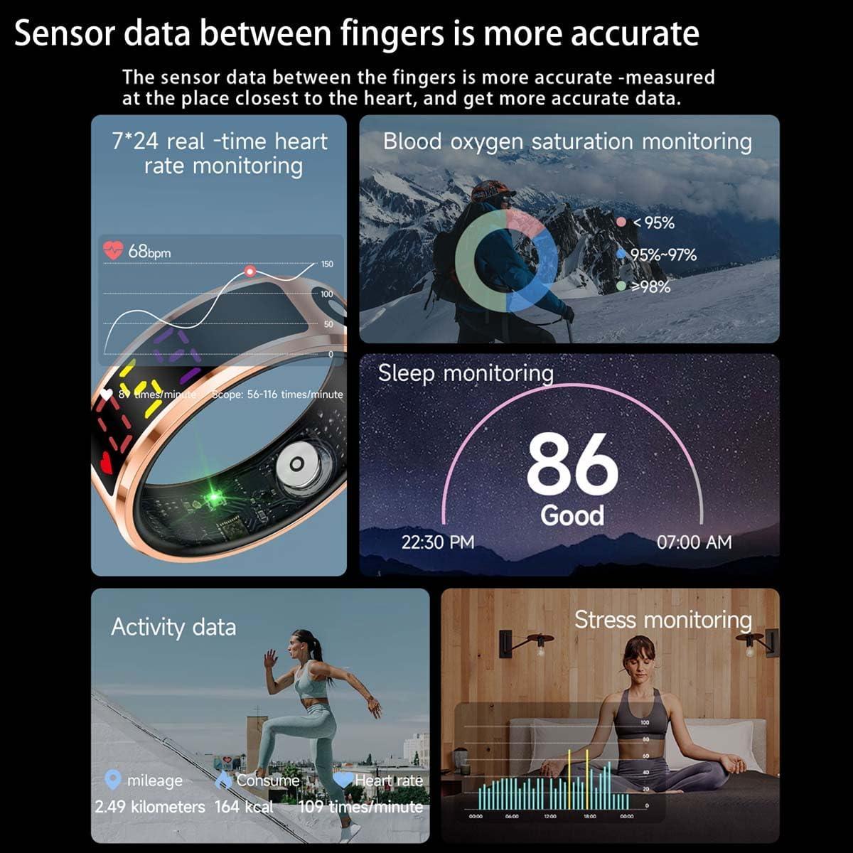 Anillo Inteligente Oro R12 con Pantalla Color y Monitoreo Salud