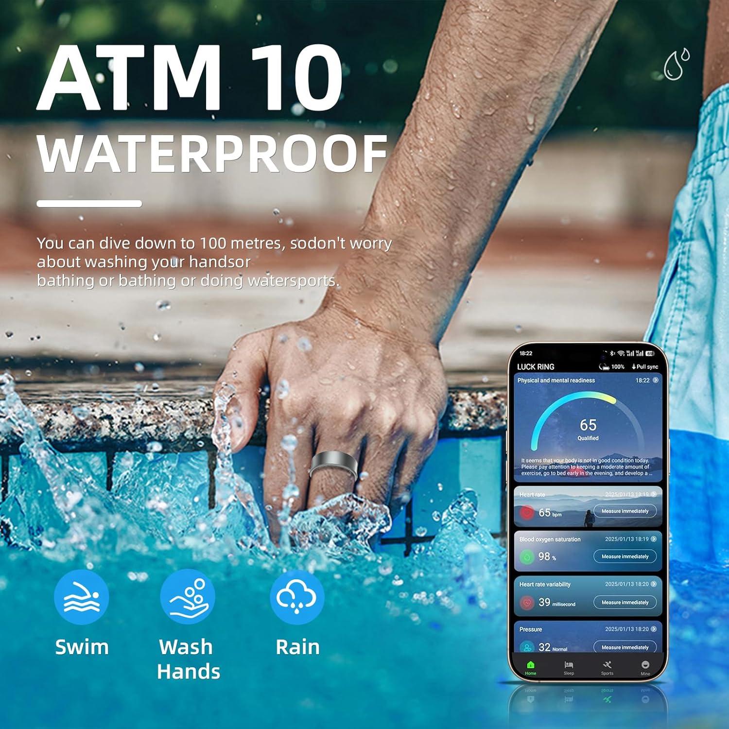 Anillo Inteligente Govllfoz 7 Negro Mate - Fitness, Sueño, Salud