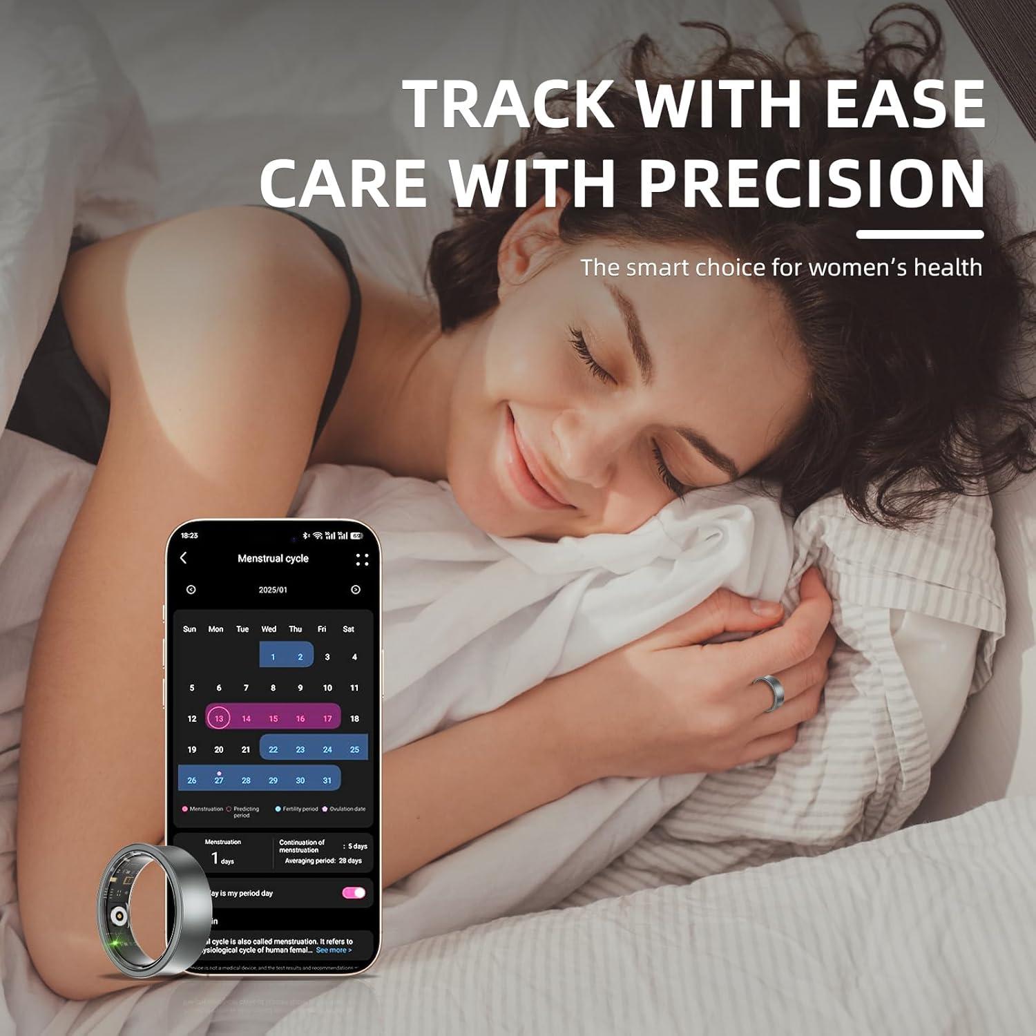 Anillo Inteligente Govllfoz 7 Negro Mate - Fitness, Sueño, Salud