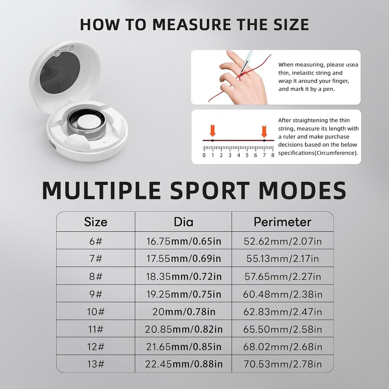 Anillo Inteligente Govllfoz 7 Negro Mate - Fitness, Sueño, Salud