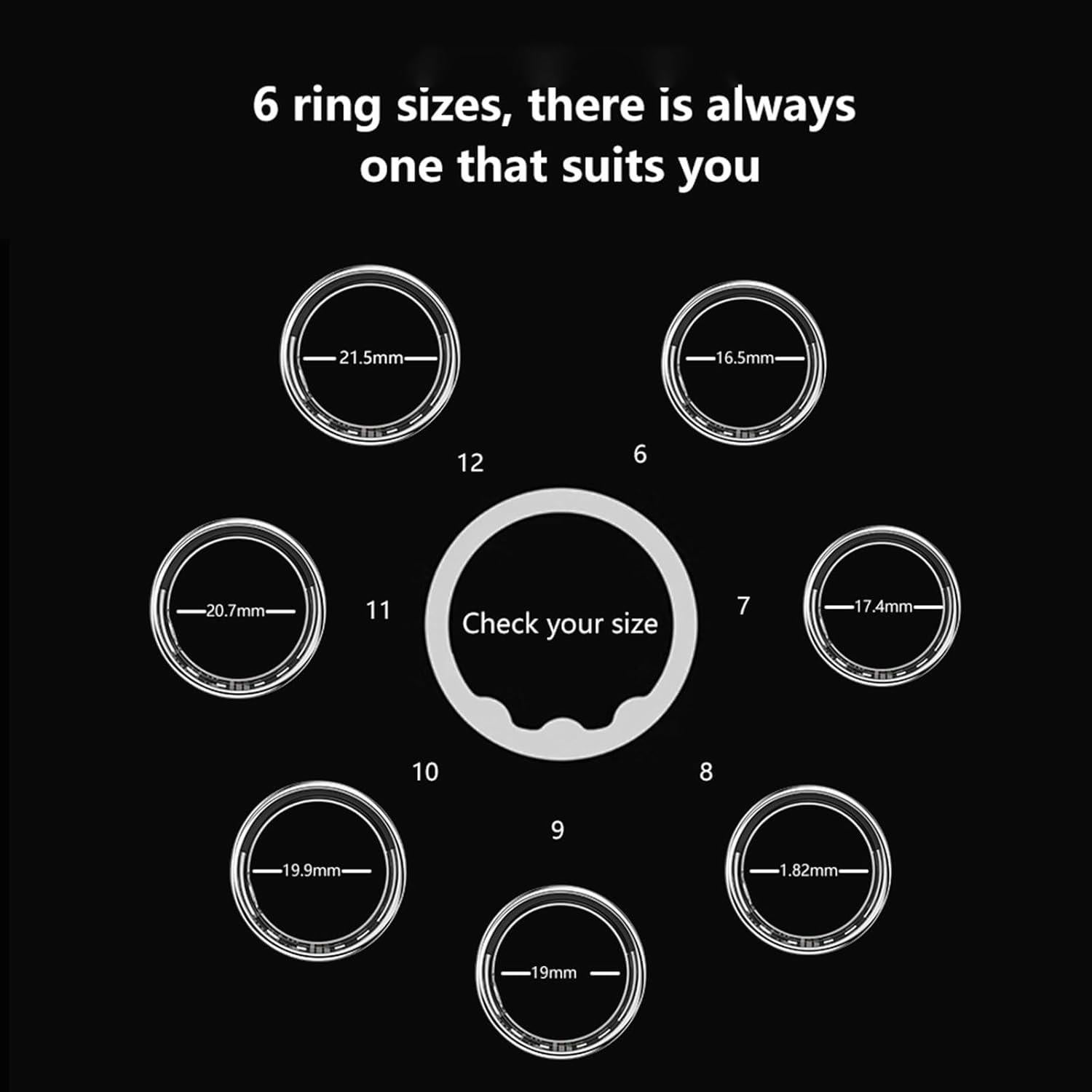 Anillo Inteligente VBAOFOO 11# Negro - Monitor de Salud y Fitness