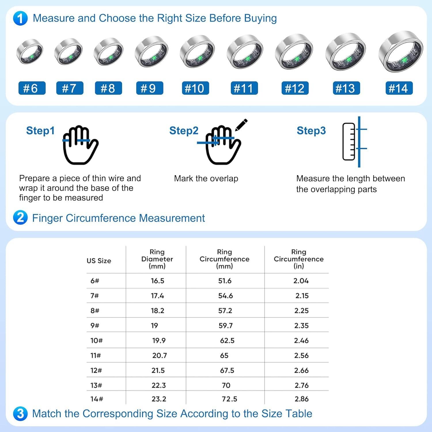 Anillo Inteligente Fitness Plata 13 - Rastreador Sueño y Salud