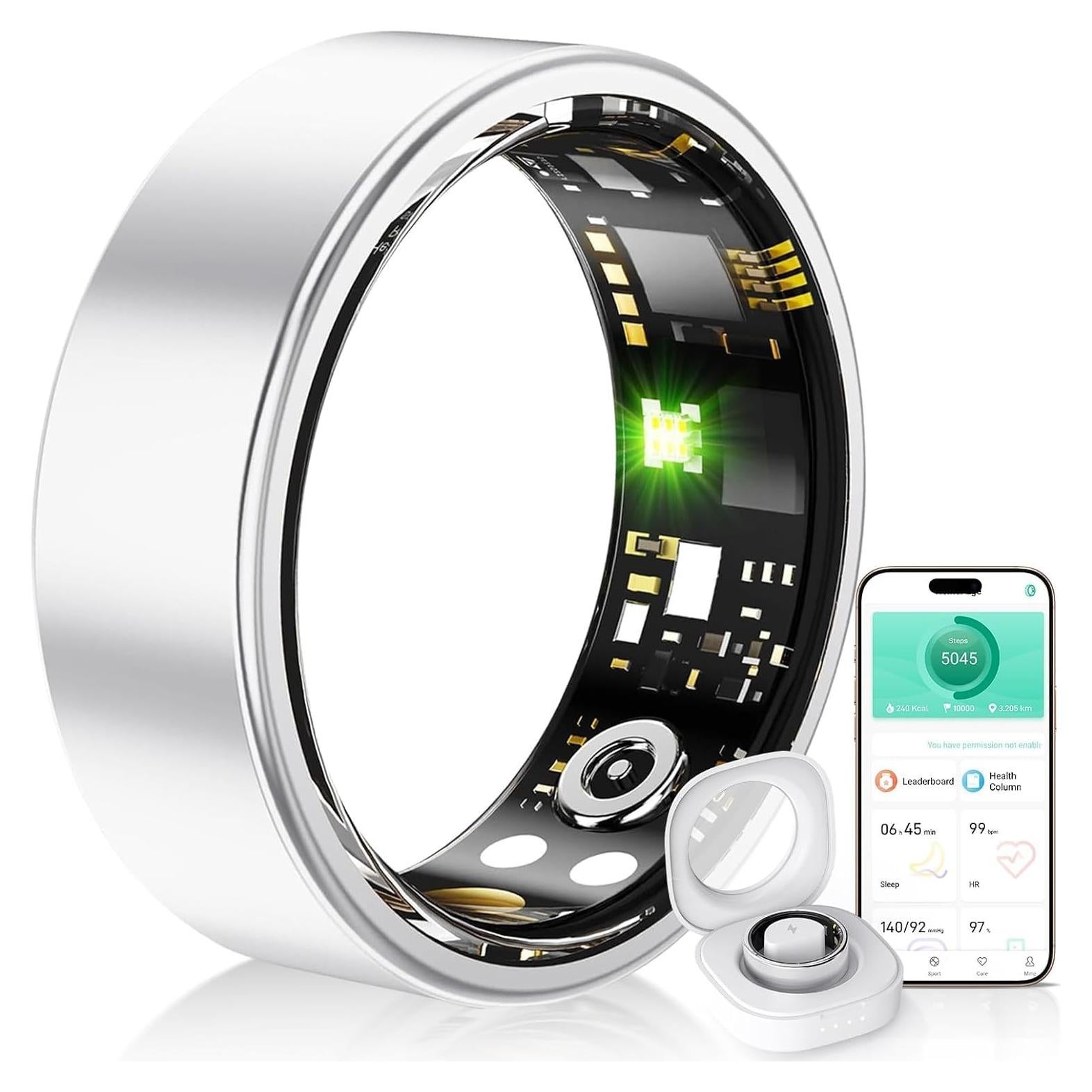 Anillo Inteligente de Salud y Fitness Plata 7# - Monitoreo 24h