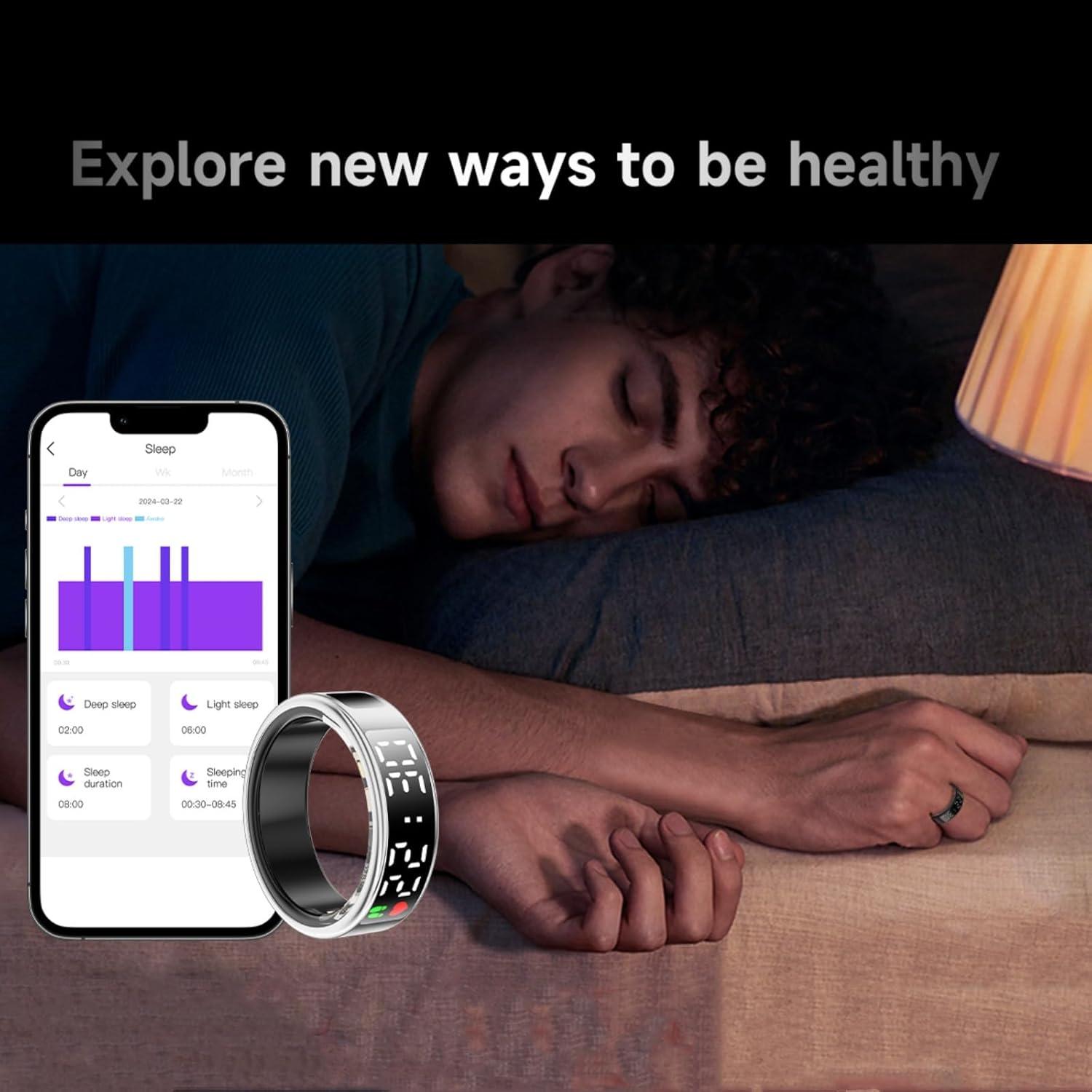 Anillo Inteligente de Fitness y Sueño LED Negro #9 - Monitoreo Salud