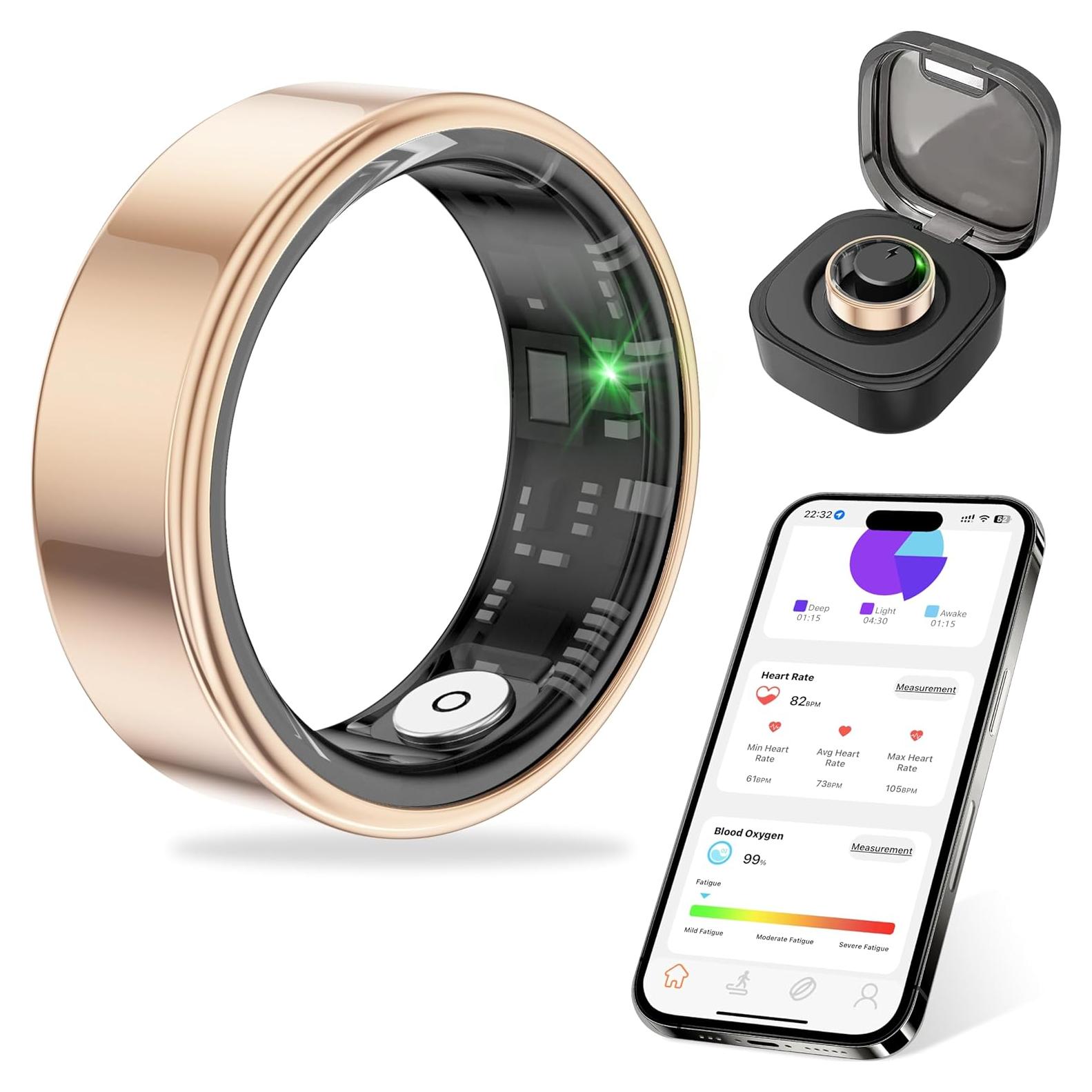 Anillo Inteligente FANKER SR03 Oro Rosa 5ATM Monitoreo Salud