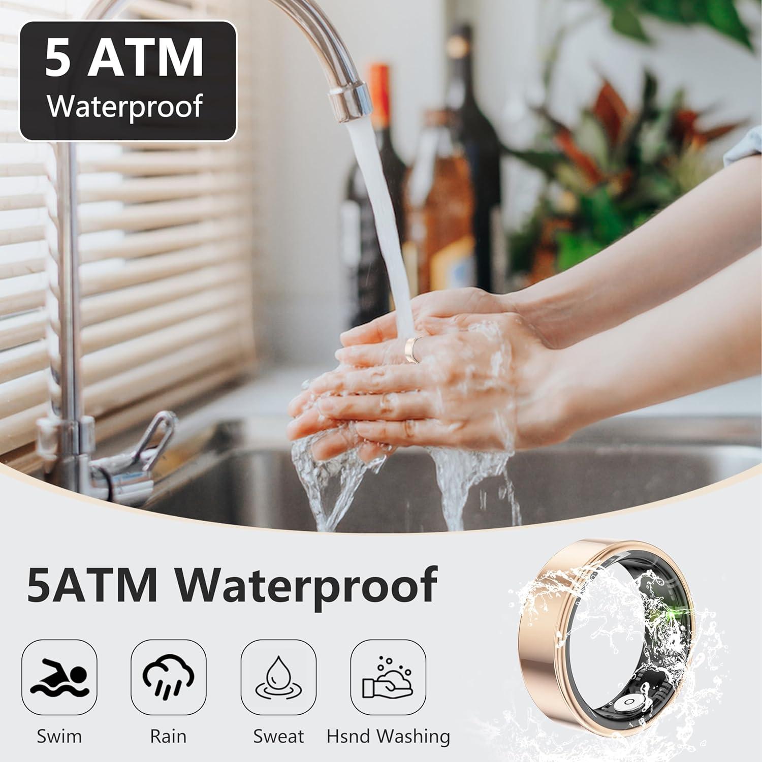 Anillo Inteligente FANKER SR03 Oro Rosa 5ATM Monitoreo Salud