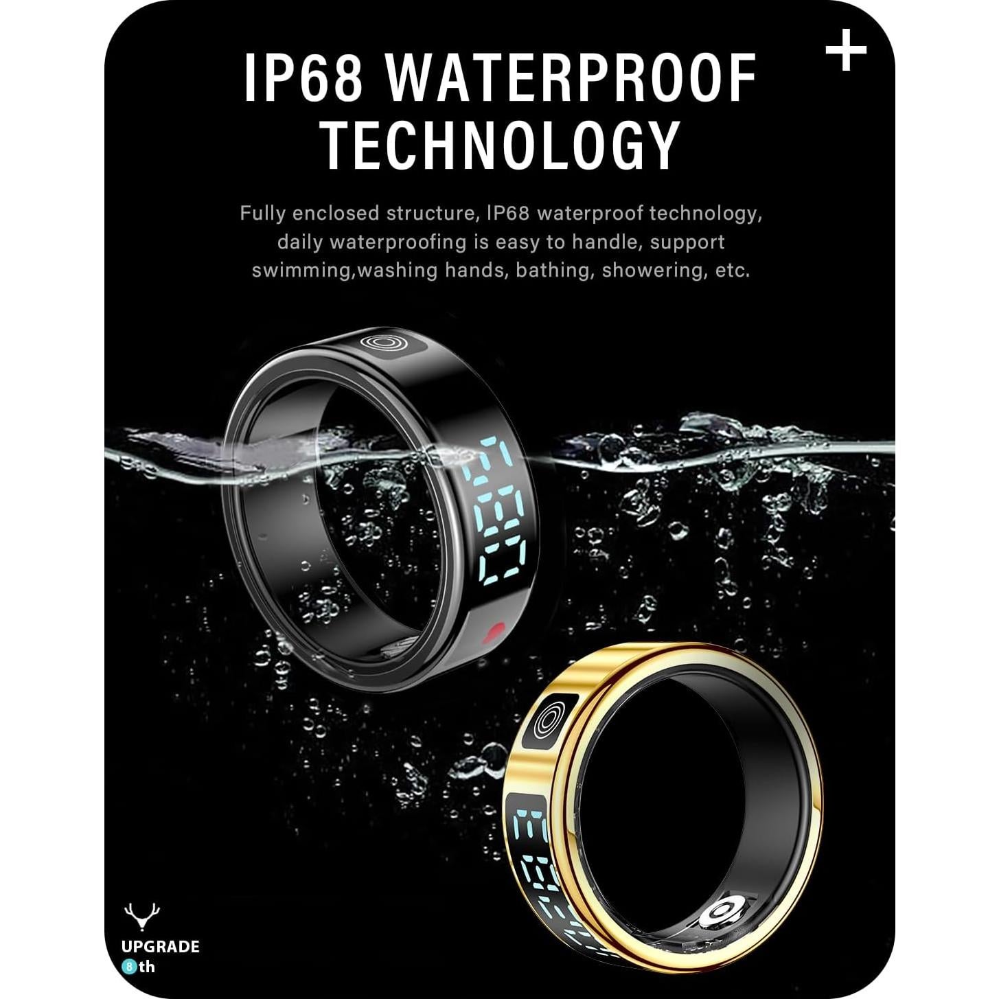 Anillo Inteligente DEERLET 8ª Gen Salud y Fitness - Pantalla LED