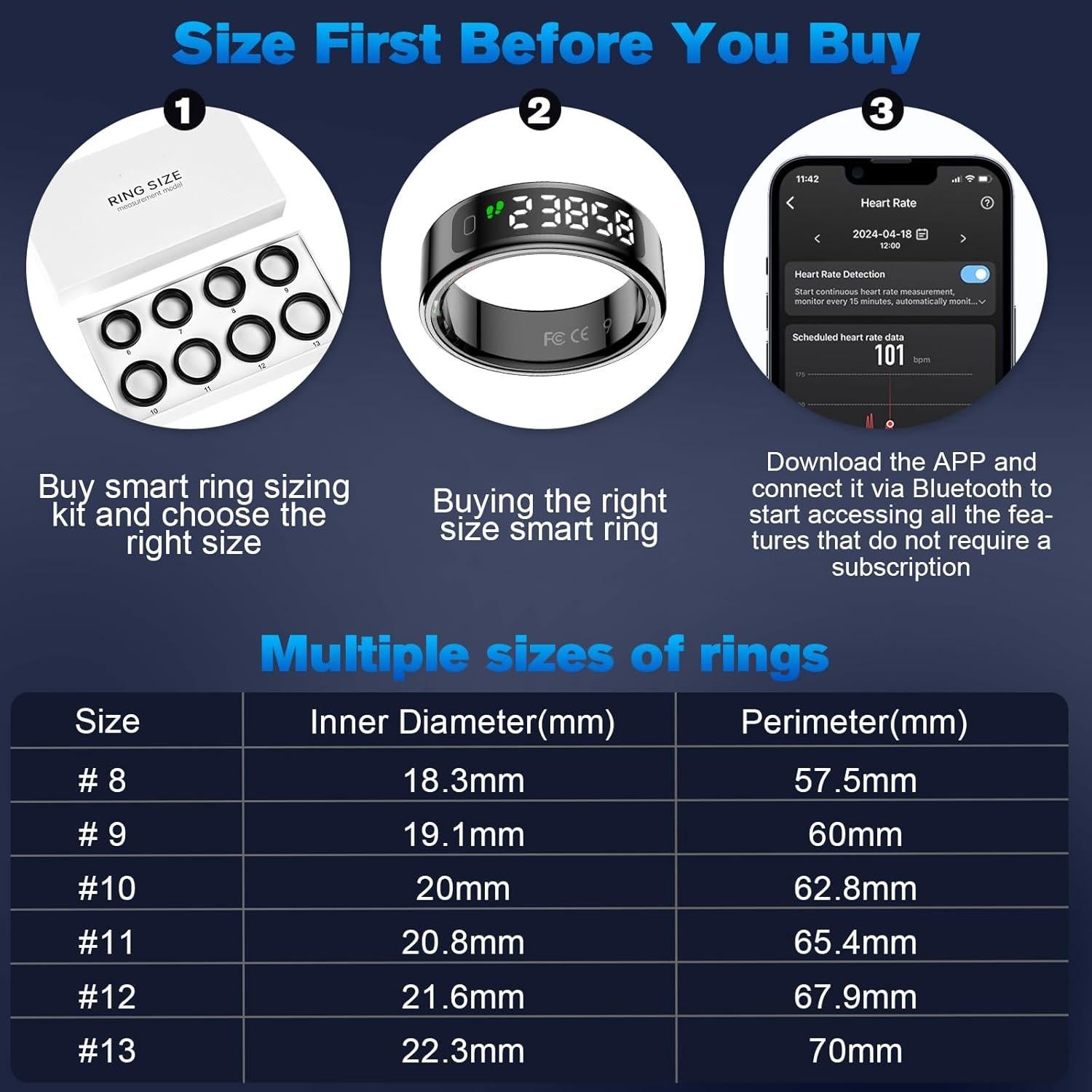 Anillo Inteligente MagLoop 10 Negro - Monitoreo Salud y Sueño