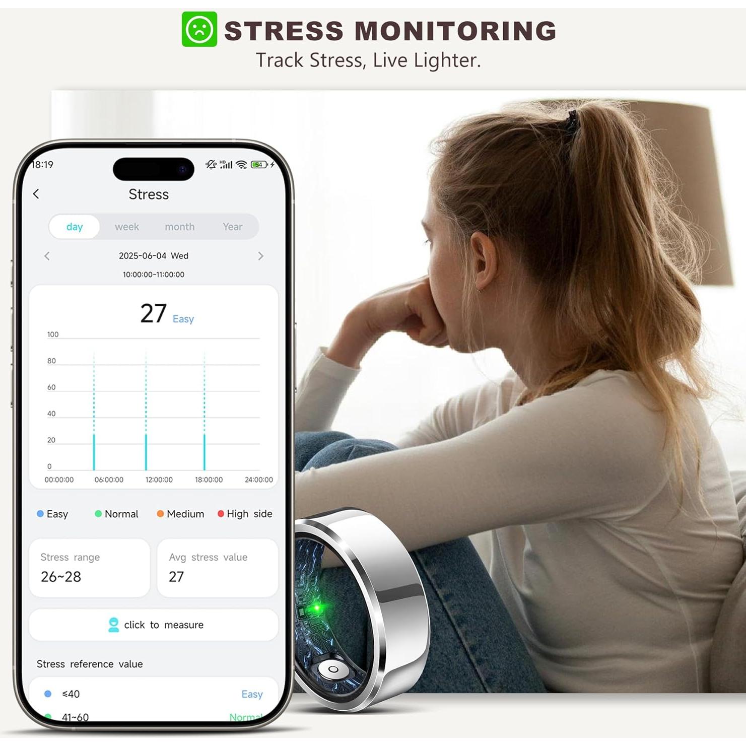 Anillo Inteligente de Salud Hunan - Monitoreo Sueño y Fitness