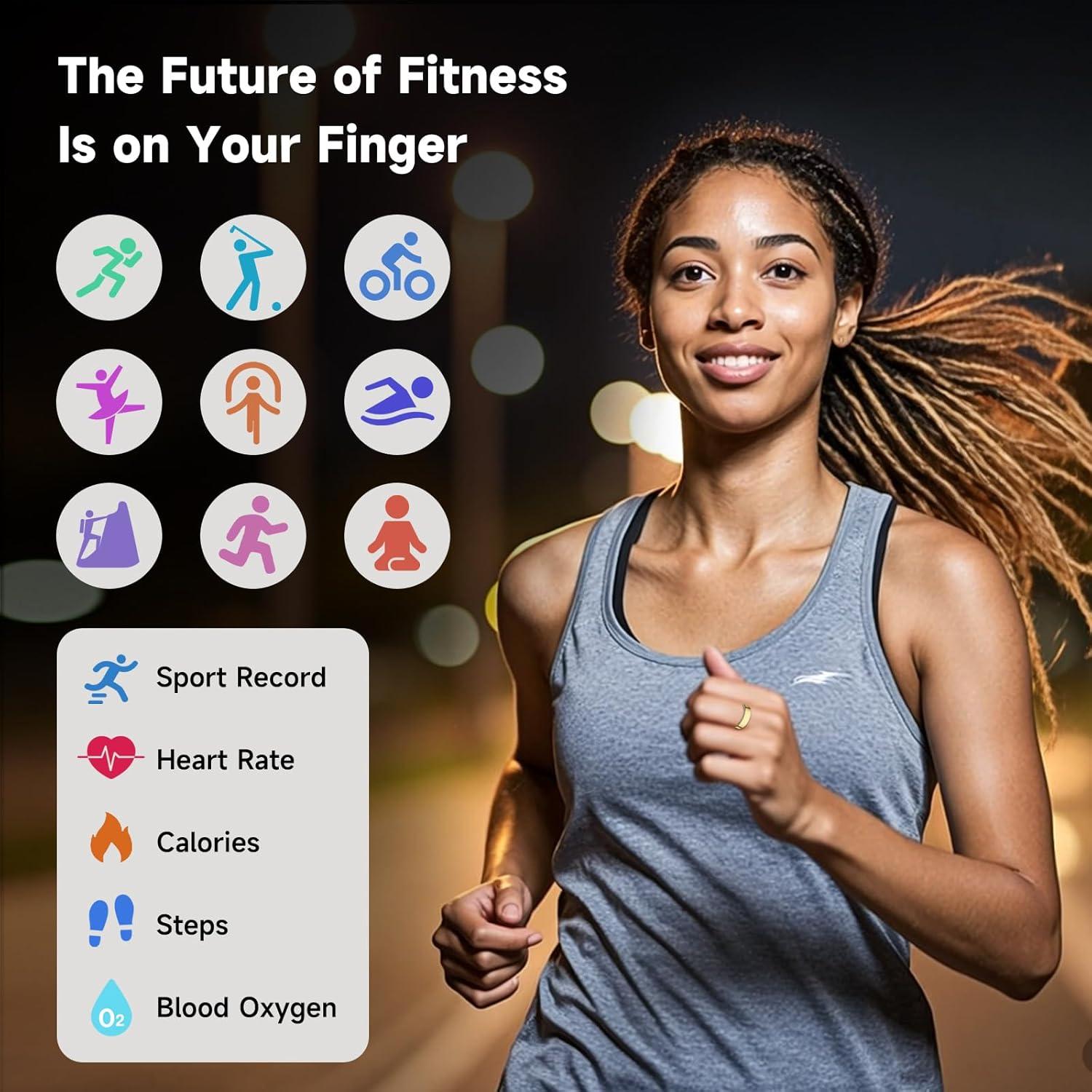 Anillo Inteligente WNRTSA Monitor de Salud Negro 8