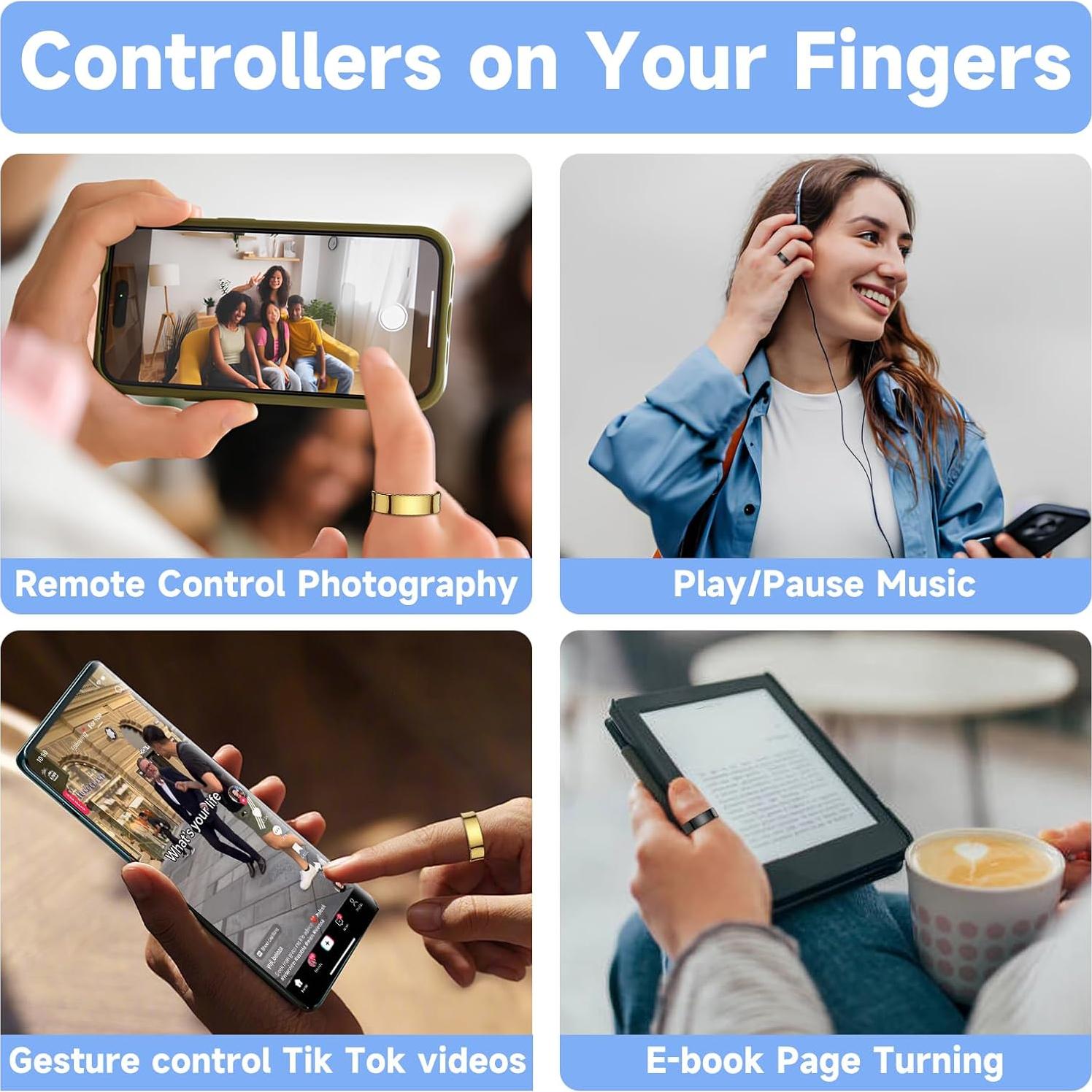 Anillo Inteligente WNRTSA Monitor de Salud Negro 8