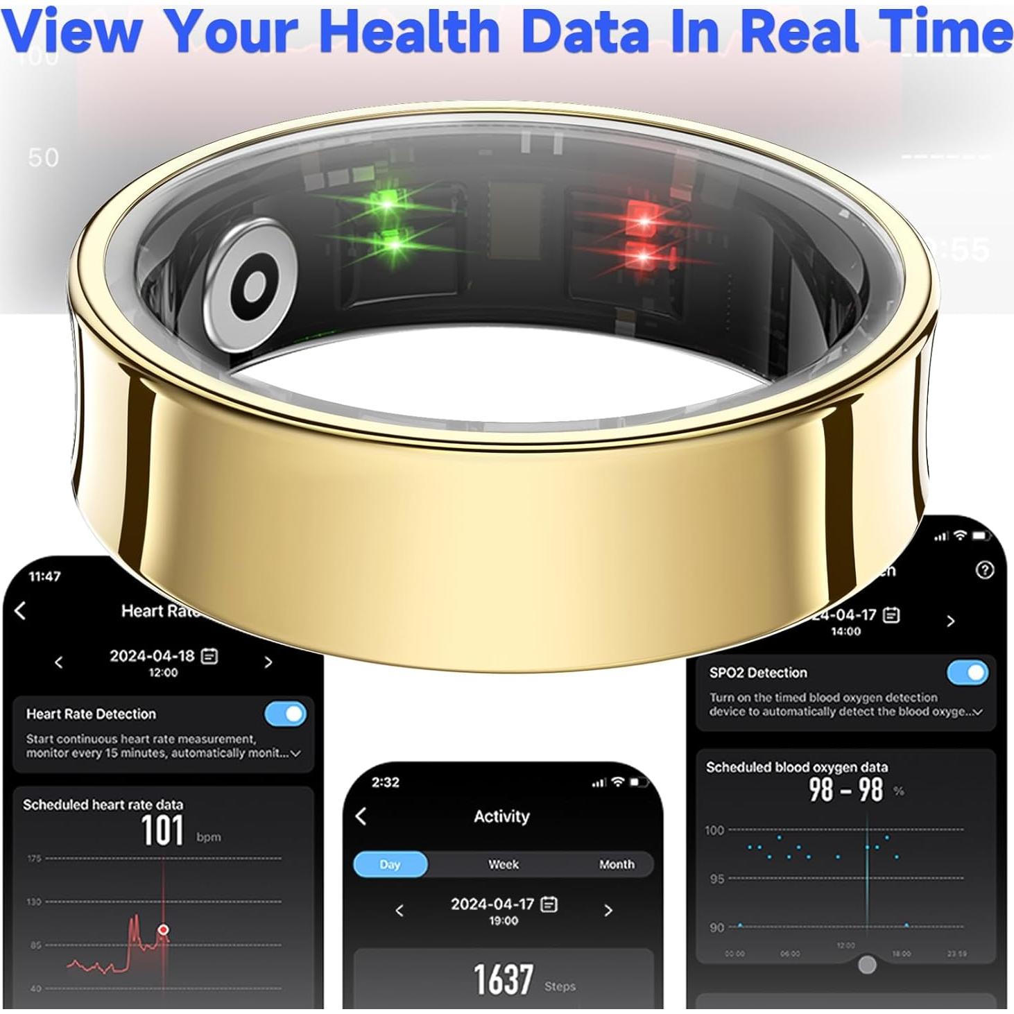 Anillo Inteligente WNRTSA Monitor de Salud Negro 8