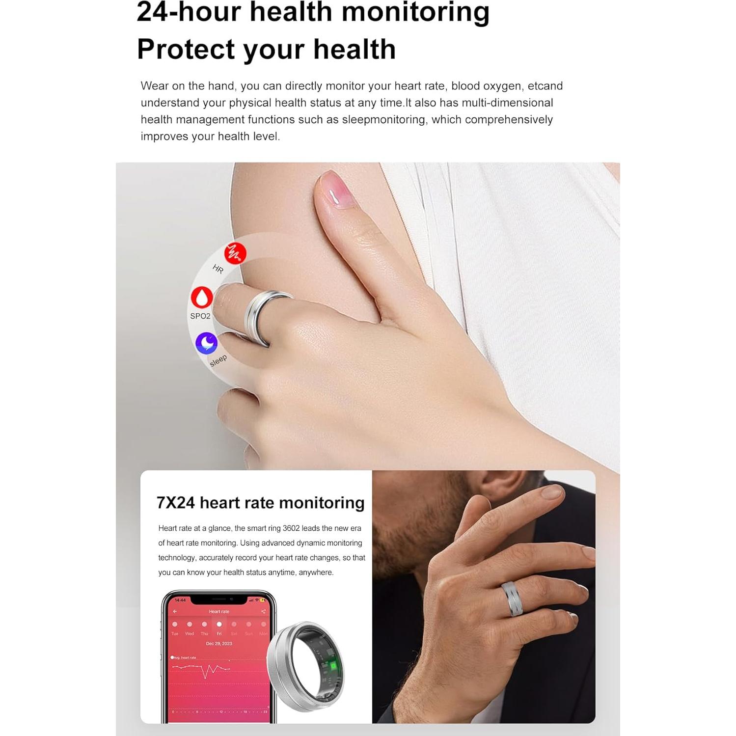 Anillo Inteligente WIWISTON Fitness Oro-10, Monitor Cardíaco y Sueño