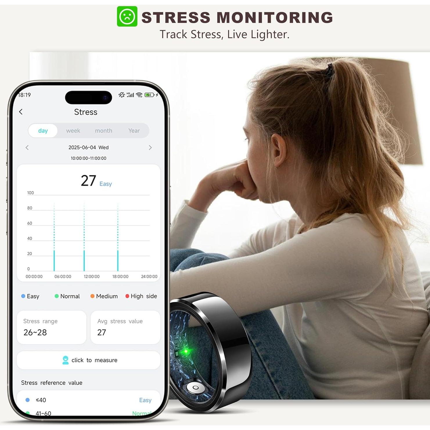 Anillo Inteligente de Salud Hunan - Monitoreo Fitness y Sueño